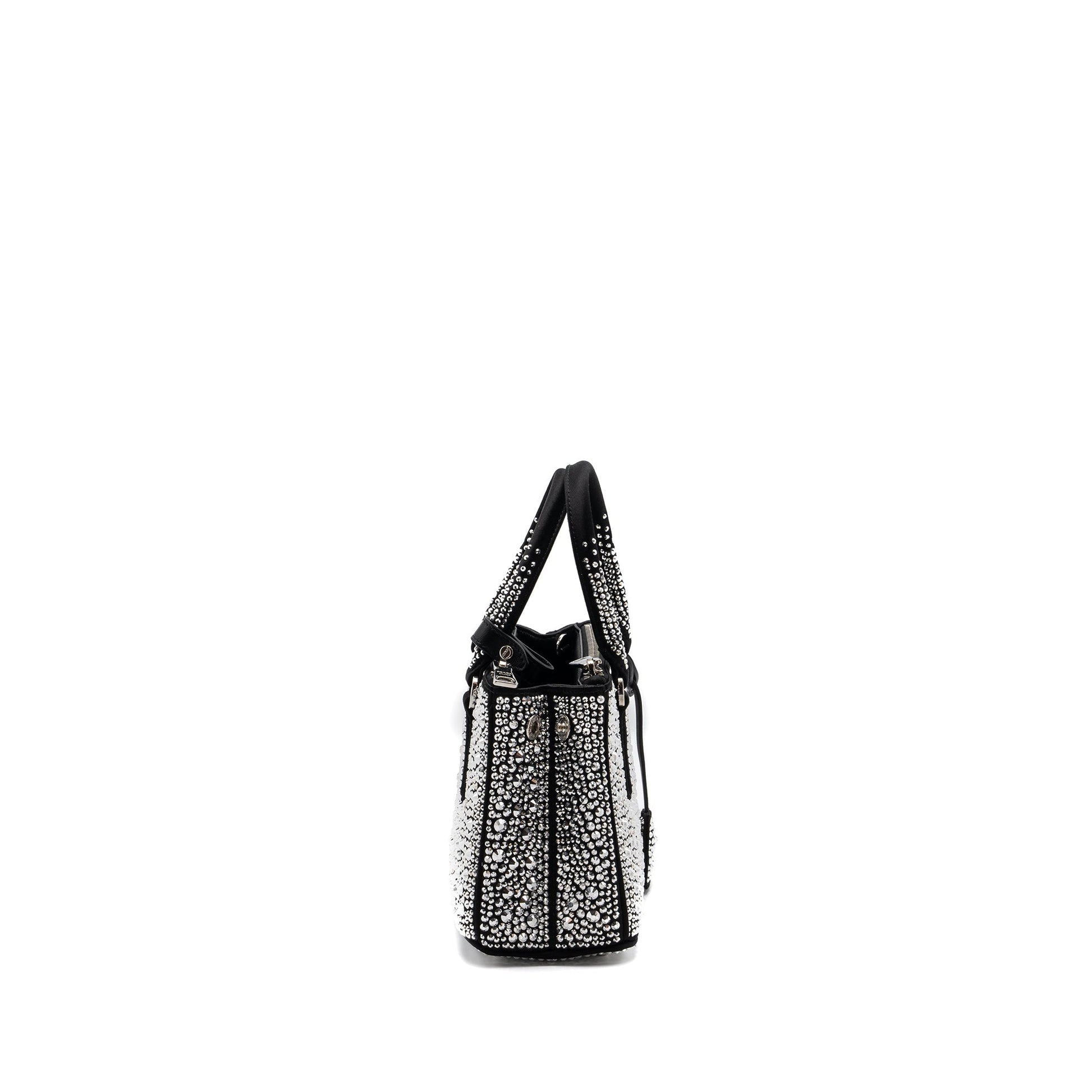 Prada Galleria Satin Mini Purse With Crystal Black