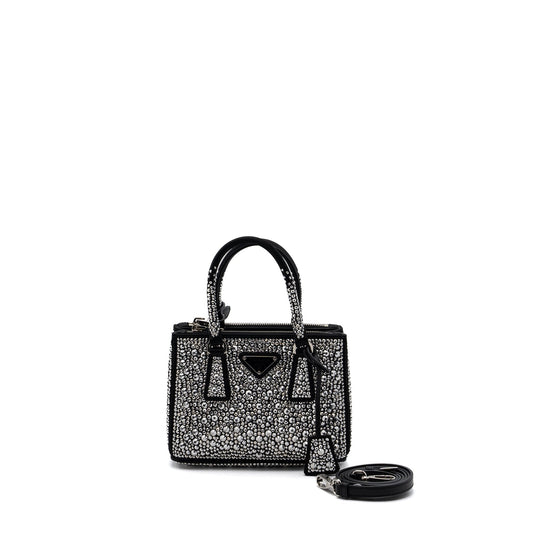 Prada Galleria Satin Mini Purse With Crystal Black