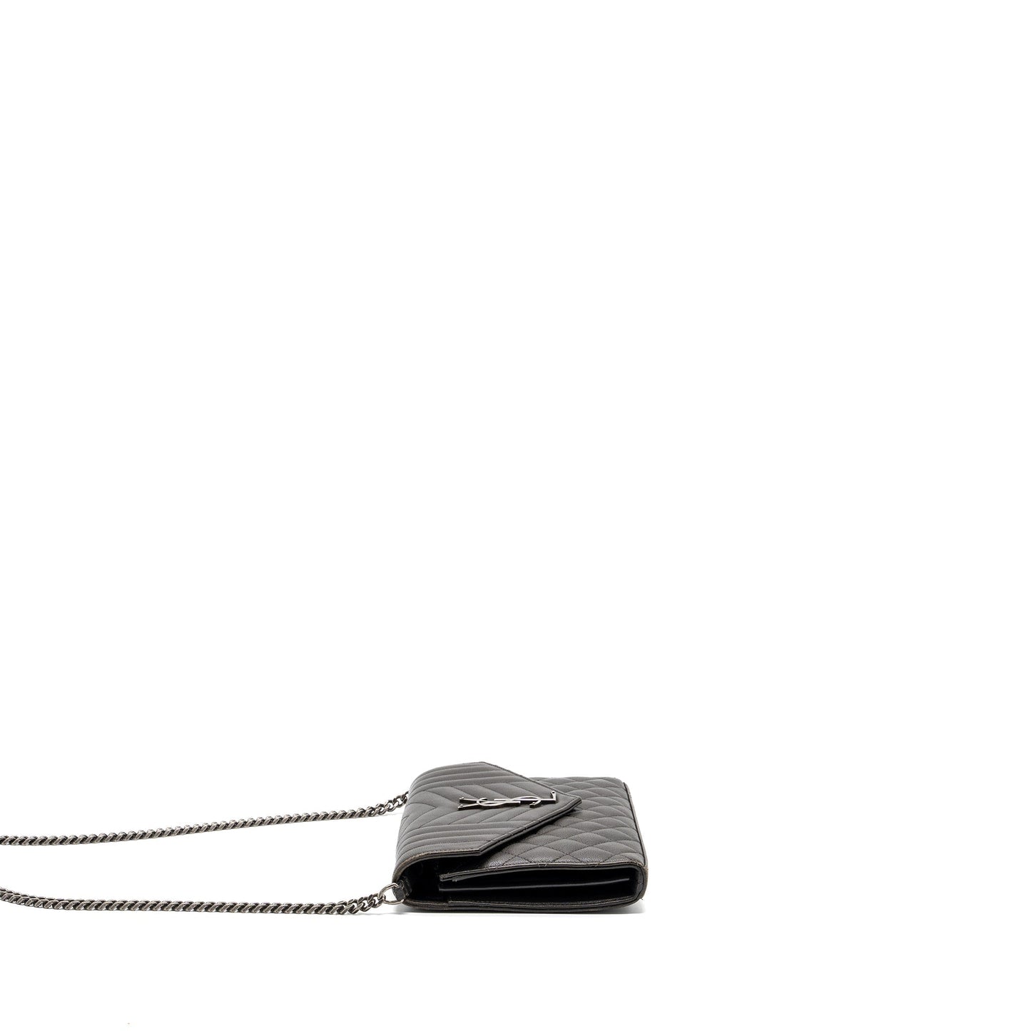 Saint Laurent/ Envelop Chain Purse Calfskin Dark Grey