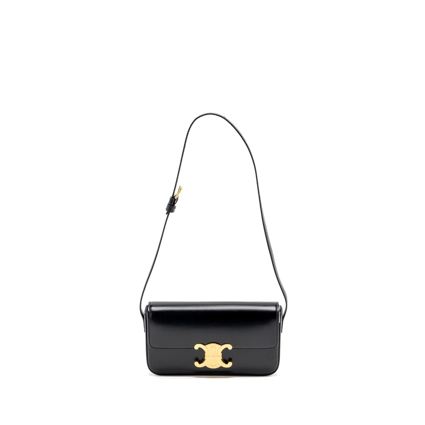 Celine triomphe shoulder bag calfskin black GHW