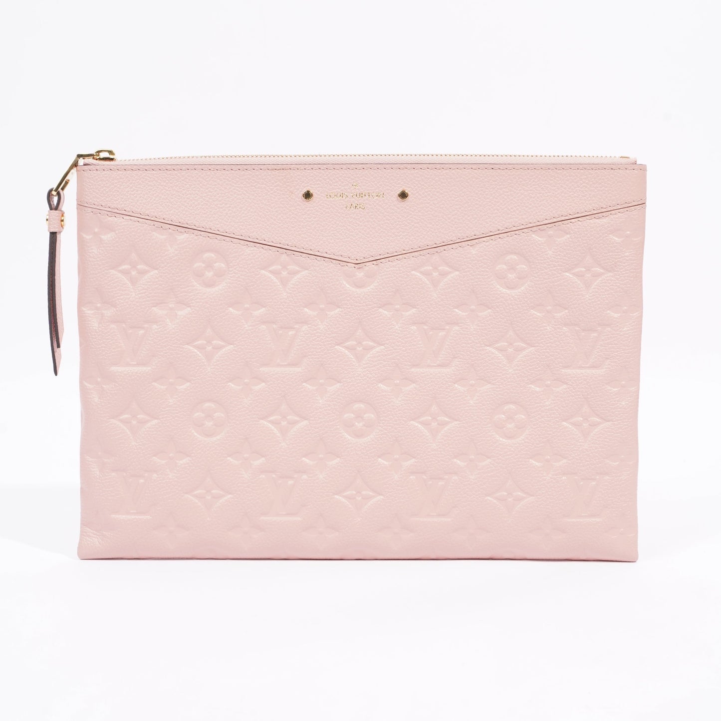 Louis Vuitton Womens Daily Pouch Pink Empreinte Leather Clutch