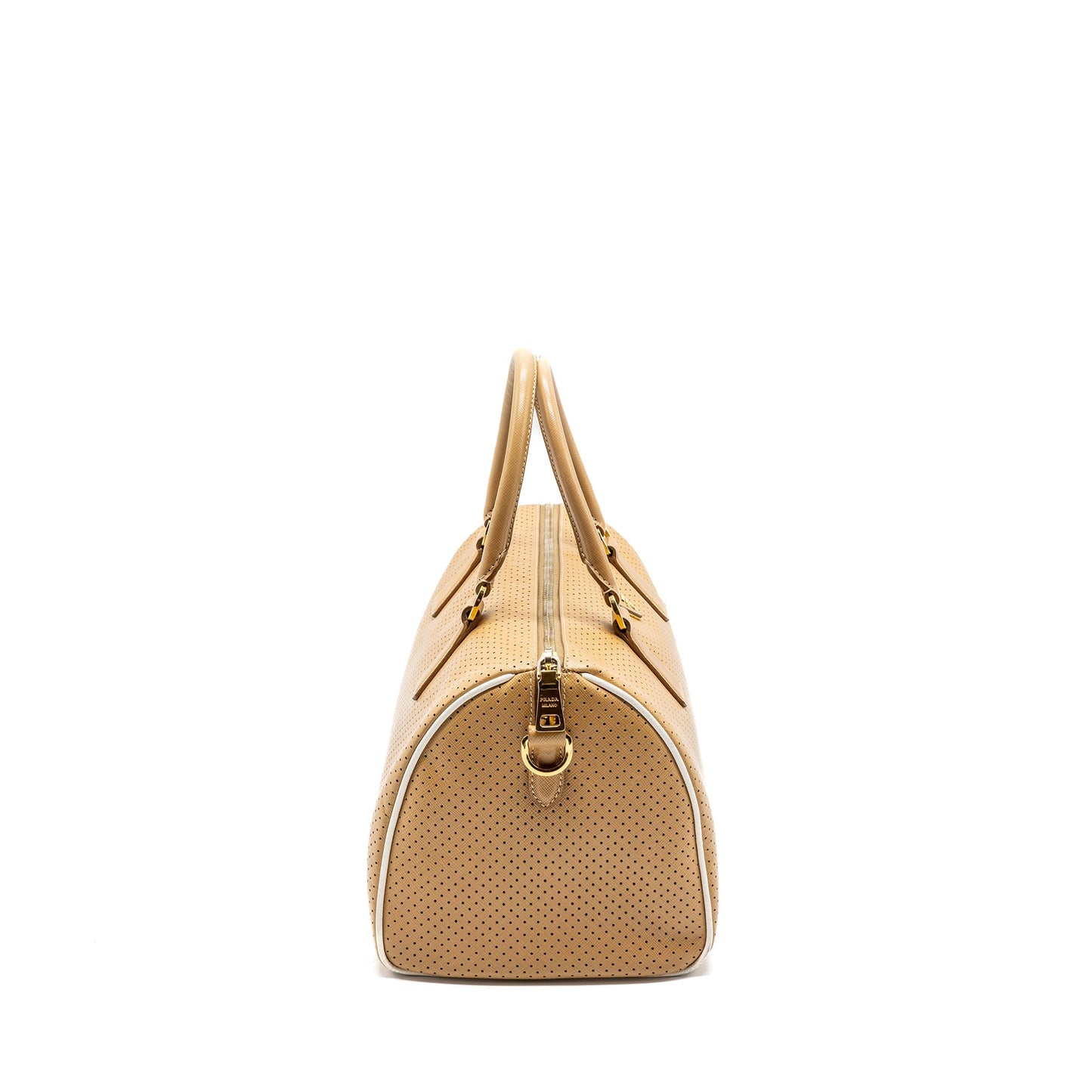 Prada Boston tote Purse calfskin leather beige