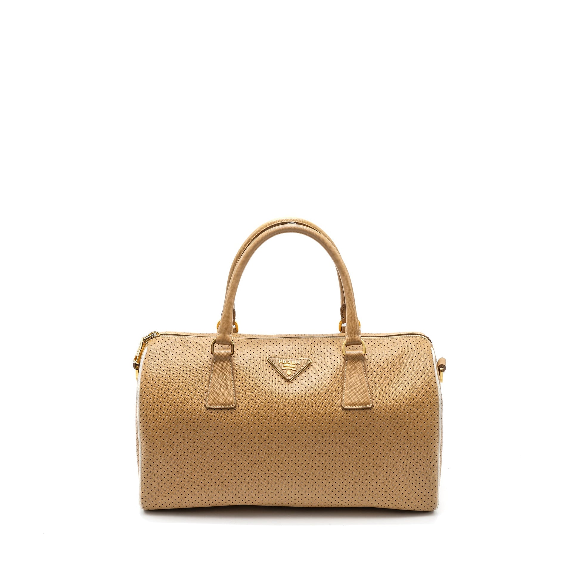 Prada Boston tote Purse calfskin leather beige
