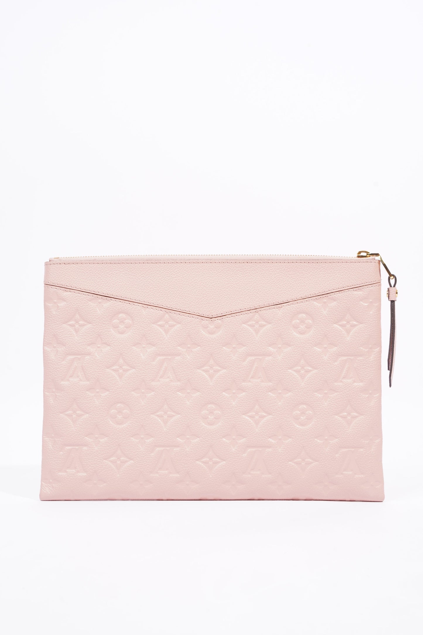 Louis Vuitton Womens Daily Pouch Pink Empreinte Leather Clutch
