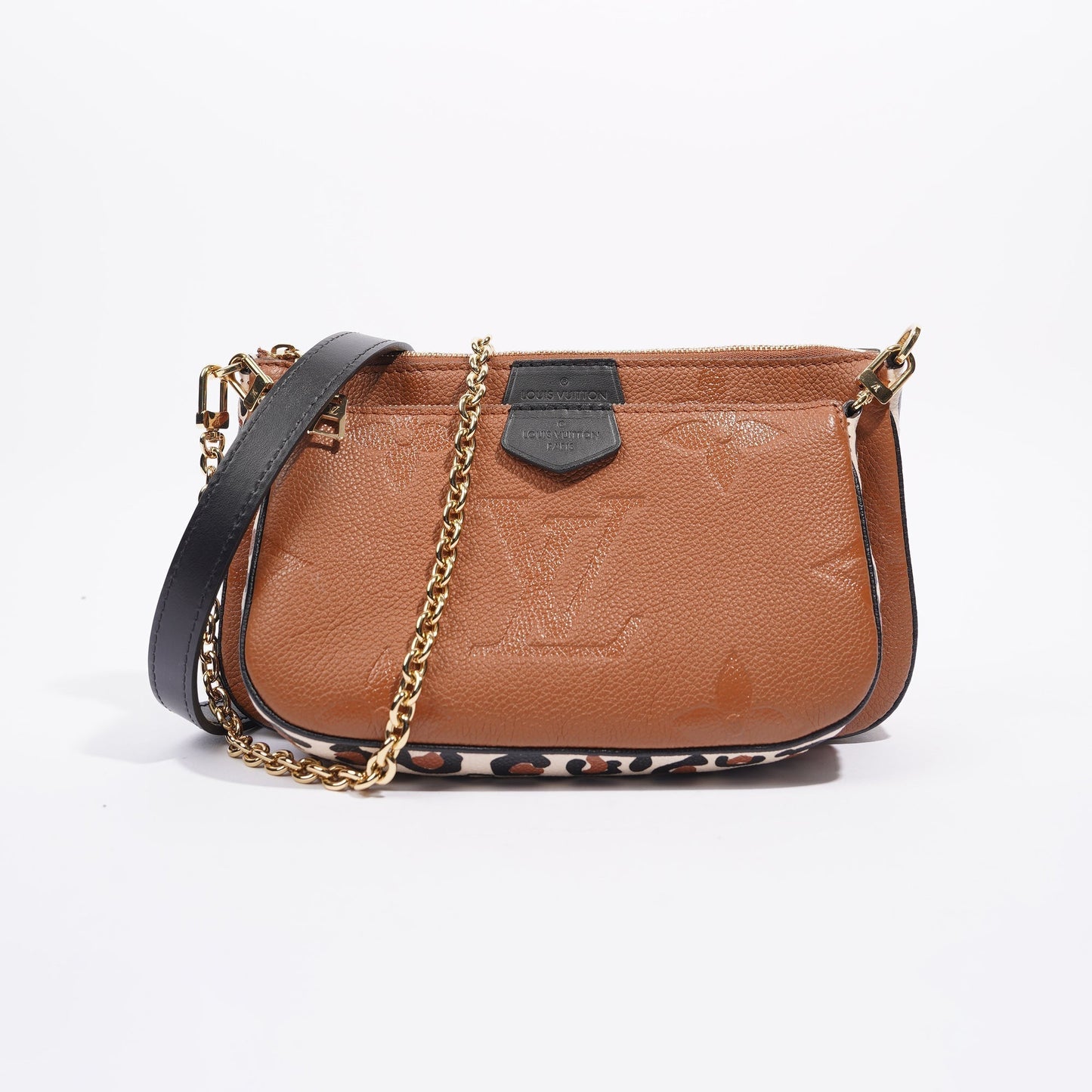 Louis Vuitton Womens Multi Pochette Accessoires Tan / Leopard Clutch