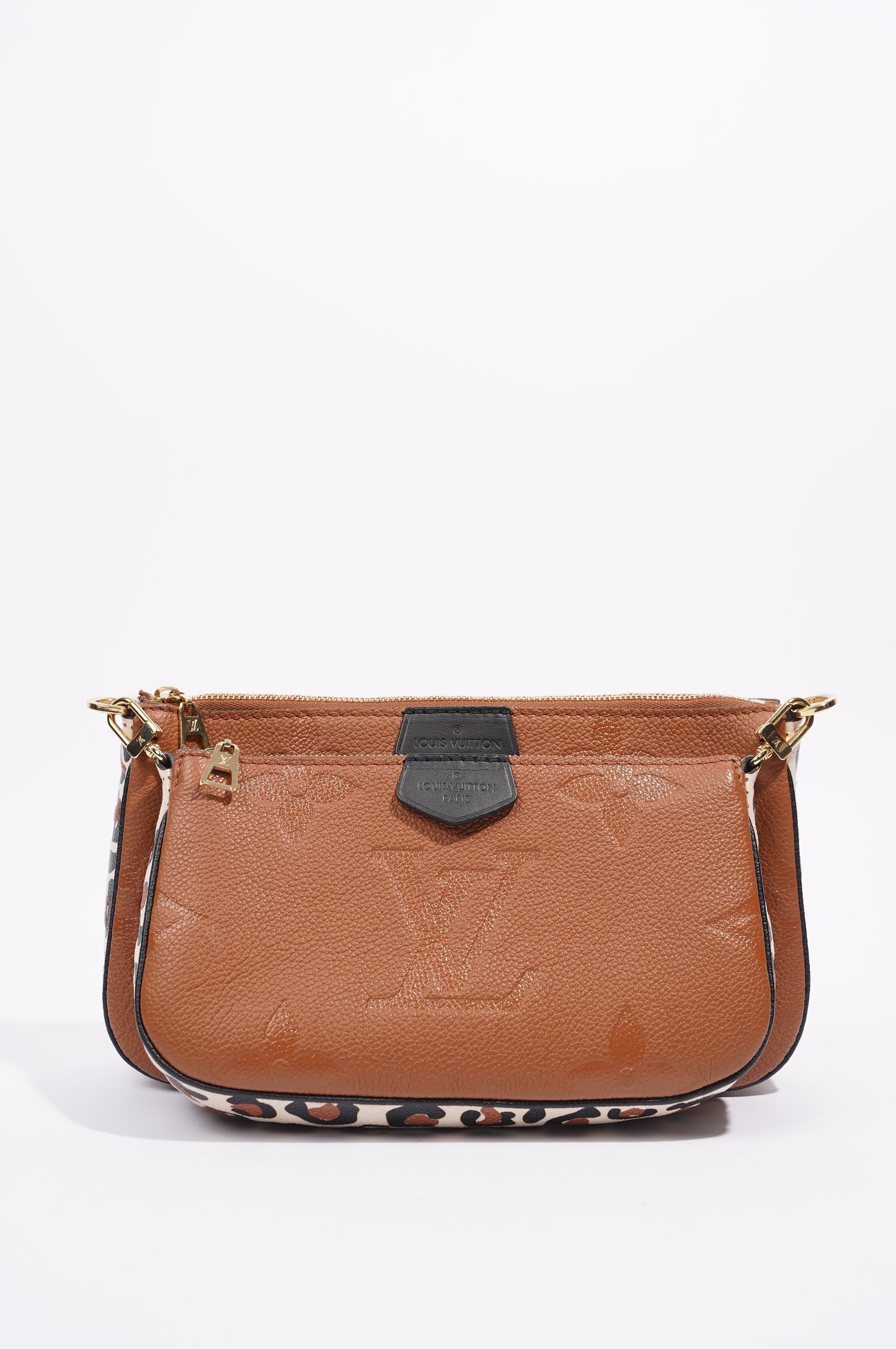 Louis Vuitton Womens Multi Pochette Accessoires Tan / Leopard Clutch