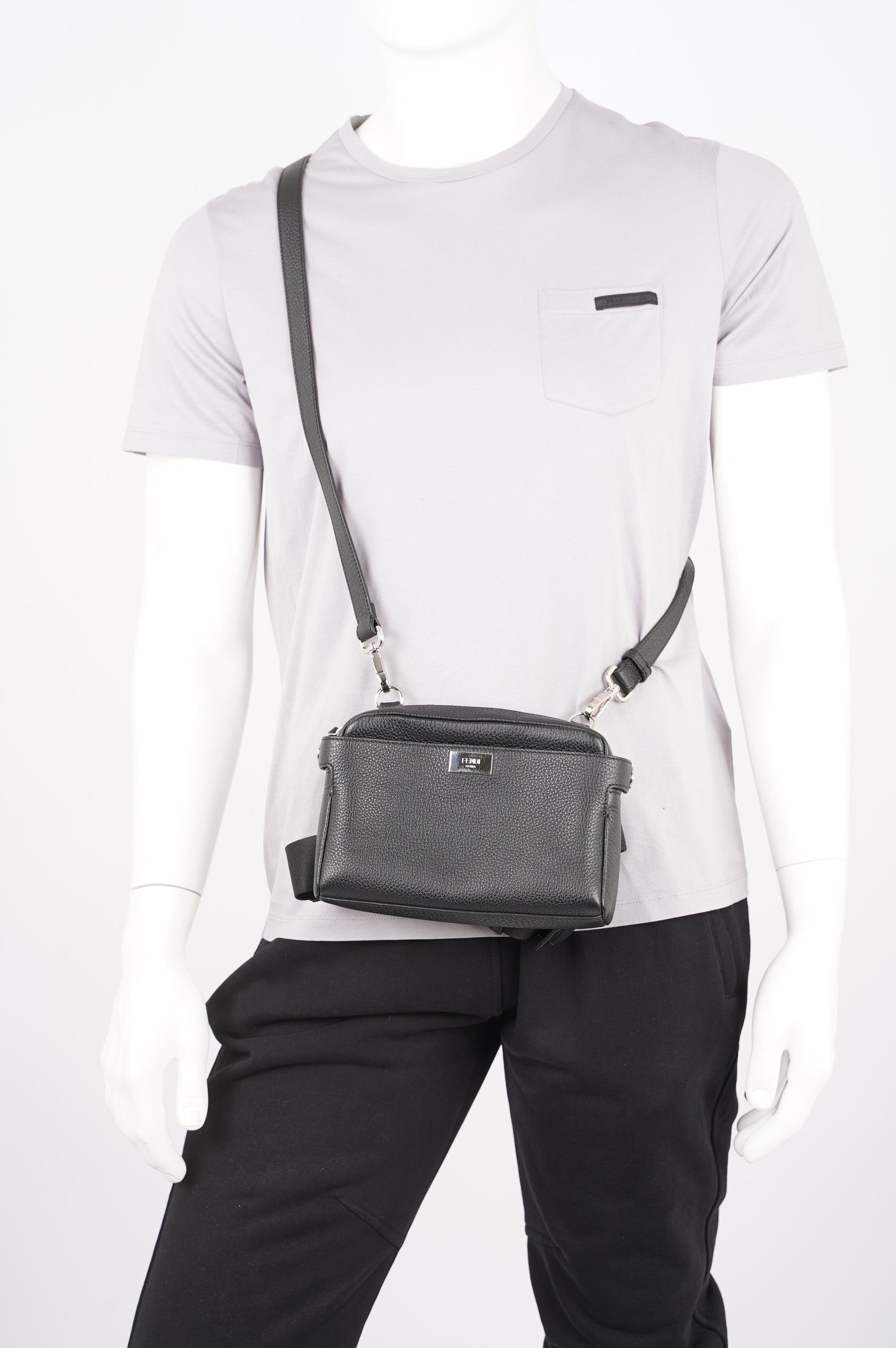 Fendi Mens Peakaboo Bum Bag Black Leather