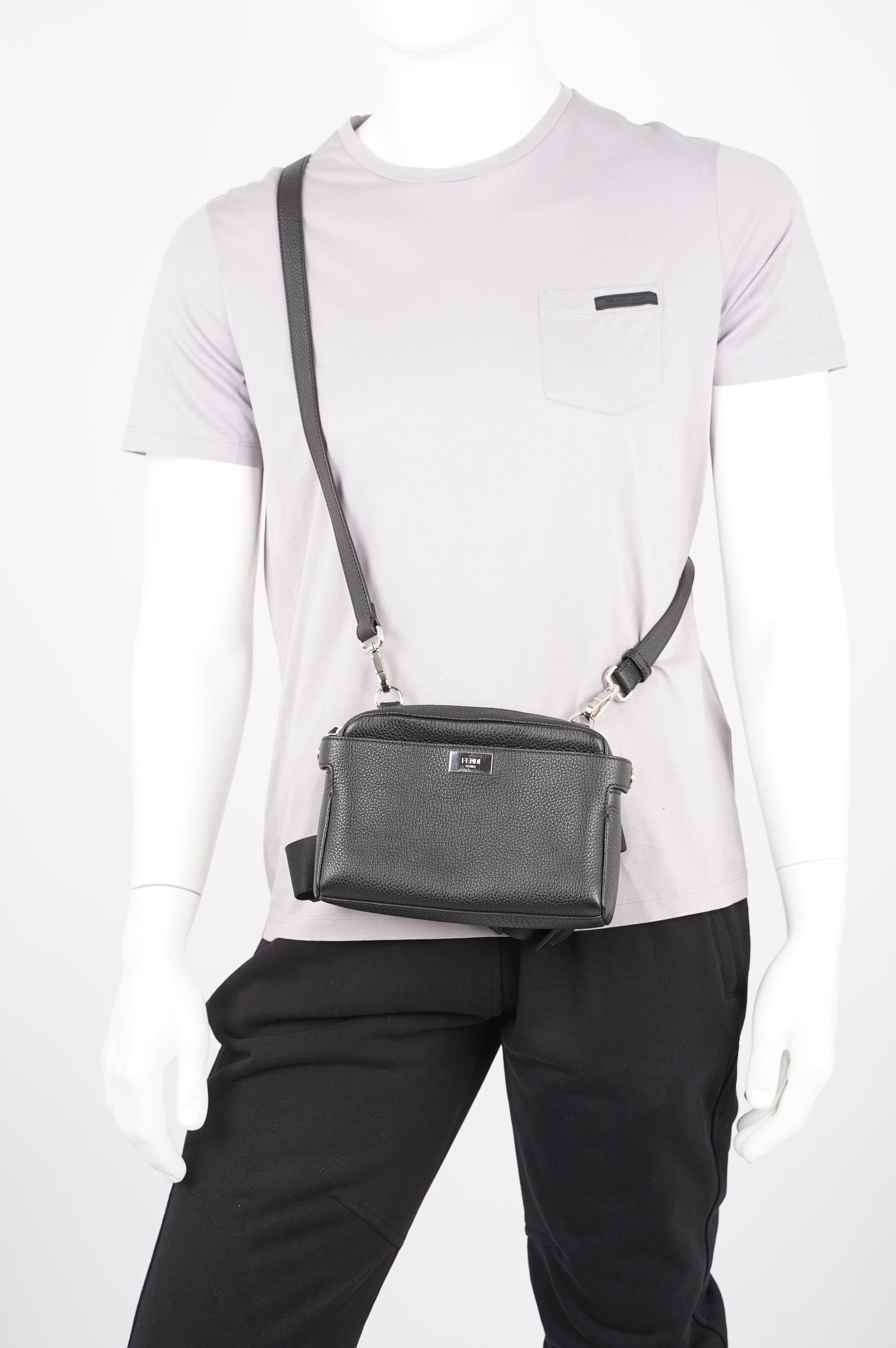 Fendi Mens Peakaboo Bum Bag Black Leather