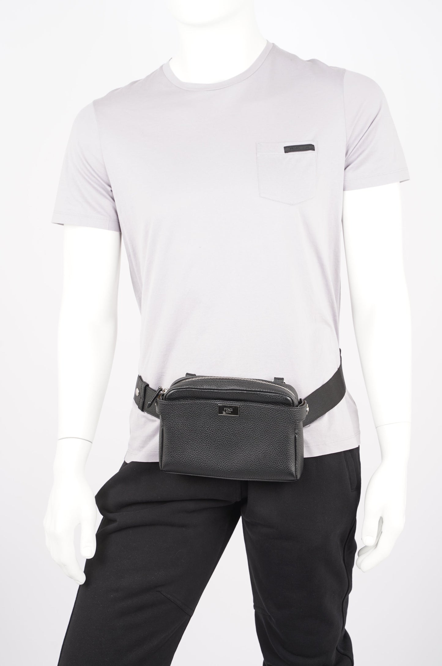 Fendi Mens Peakaboo Bum Bag Black Leather