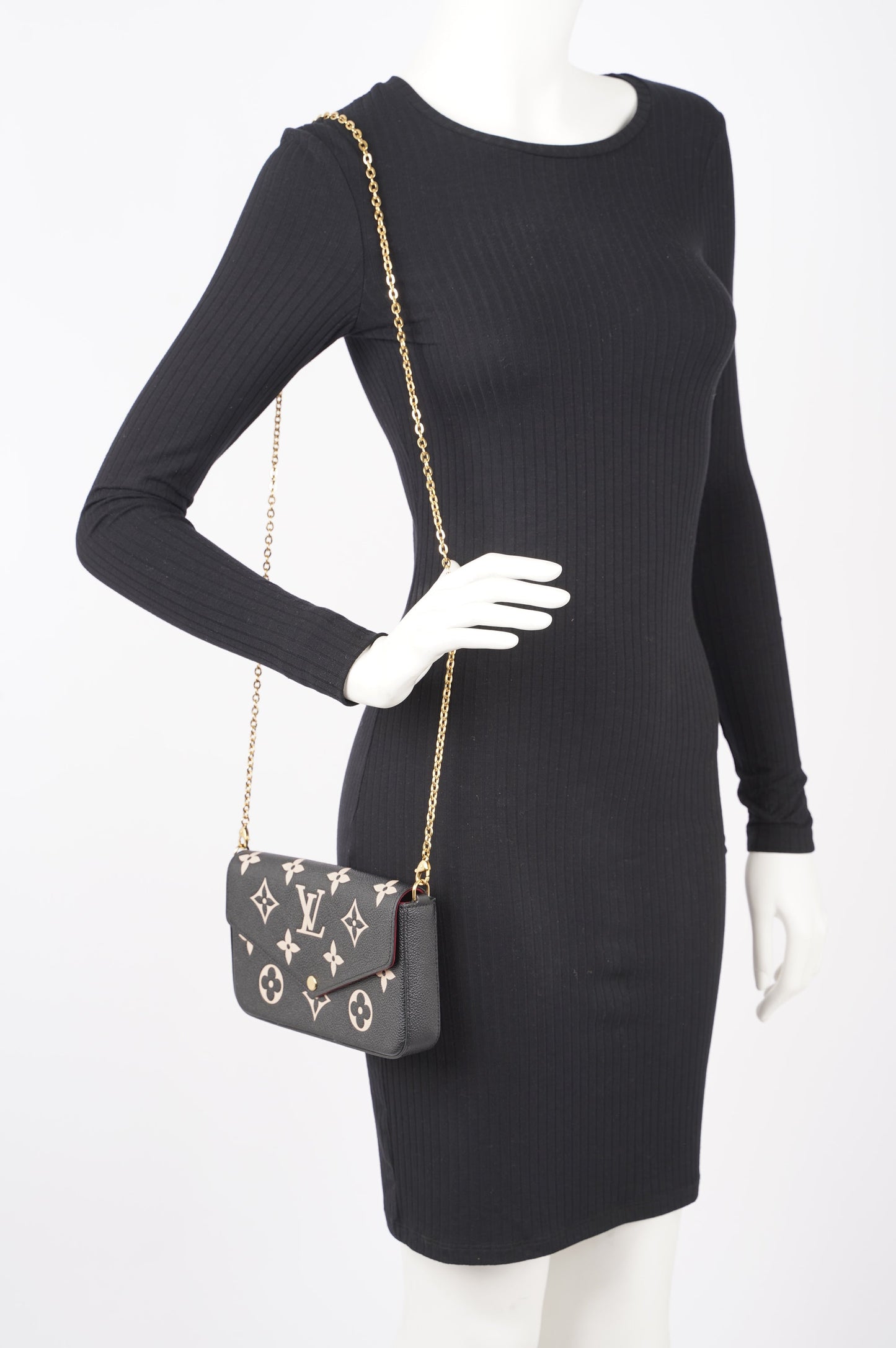 Louis Vuitton Womens Felicie Pochette Black / White Clutch