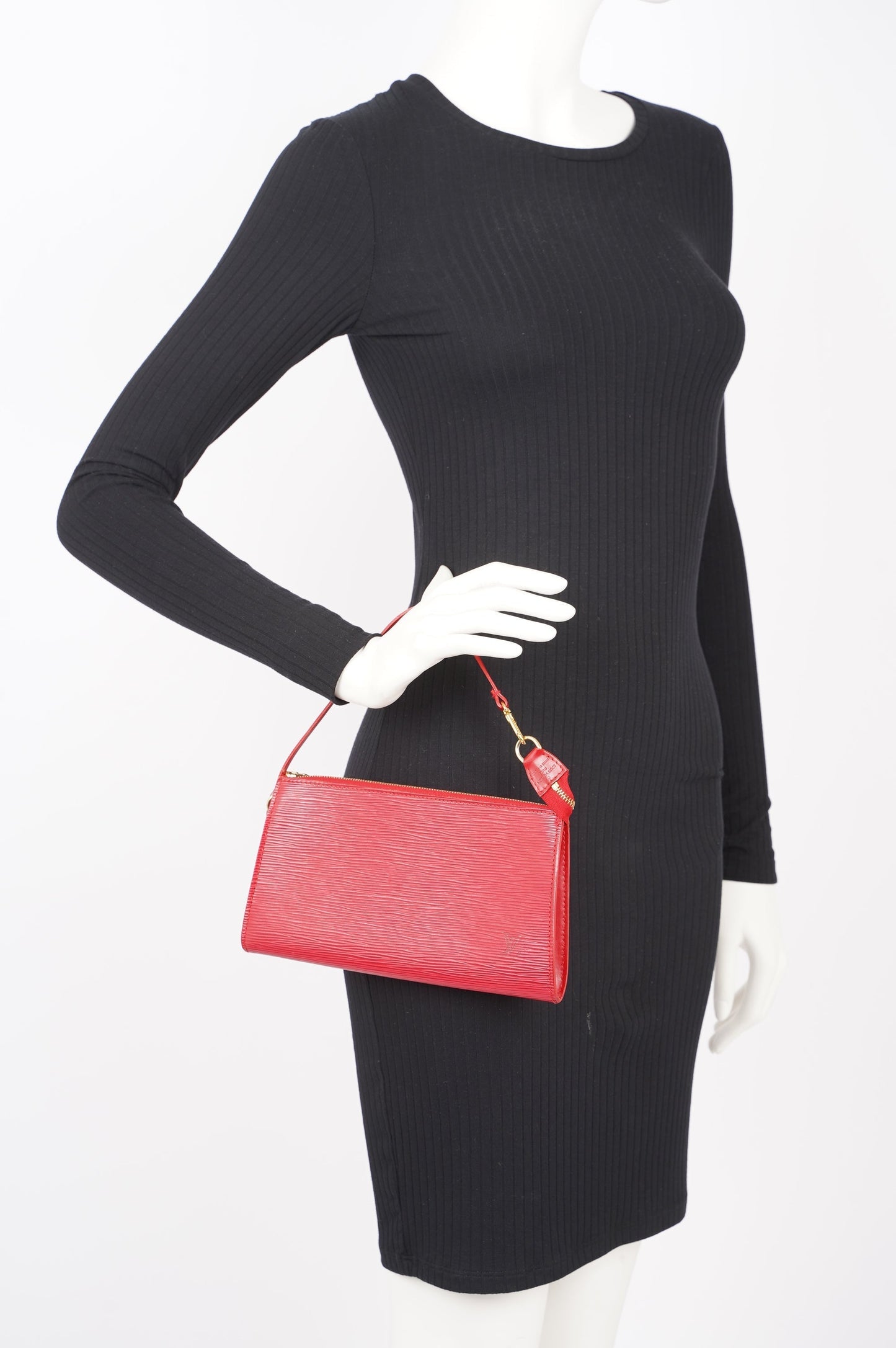 Louis Vuitton Womens Pochette Red Epi Leather Clutch