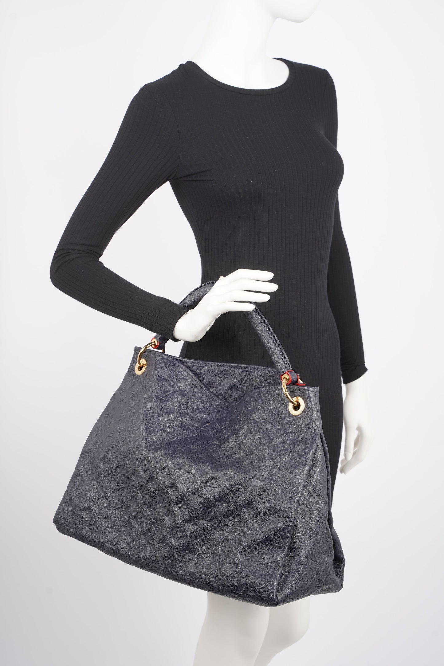 Louis Vuitton Womens Artsy Navy Empreinte Leather MM Handbag