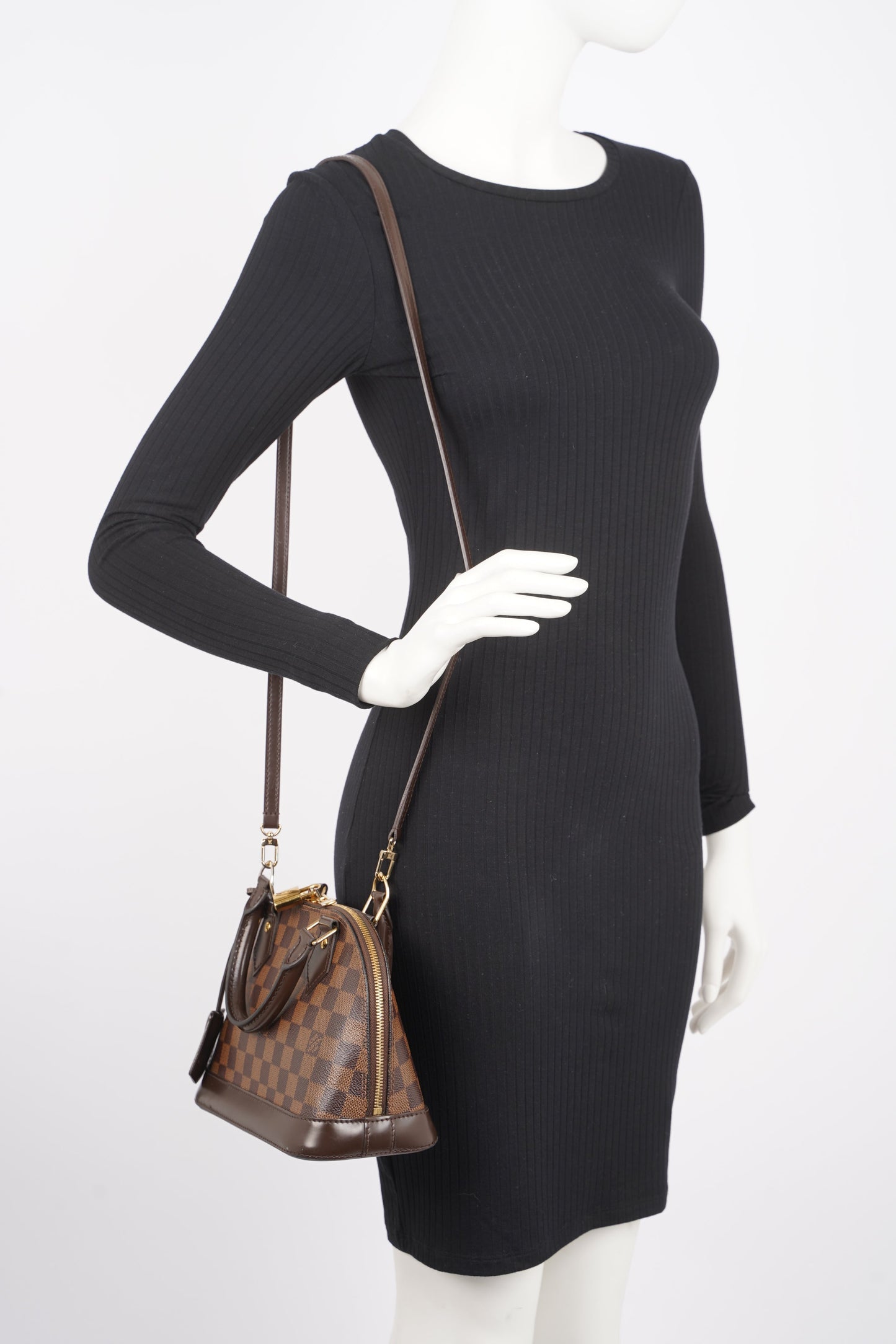 Louis Vuitton Womens Alma Damier Ebene BB Handbag