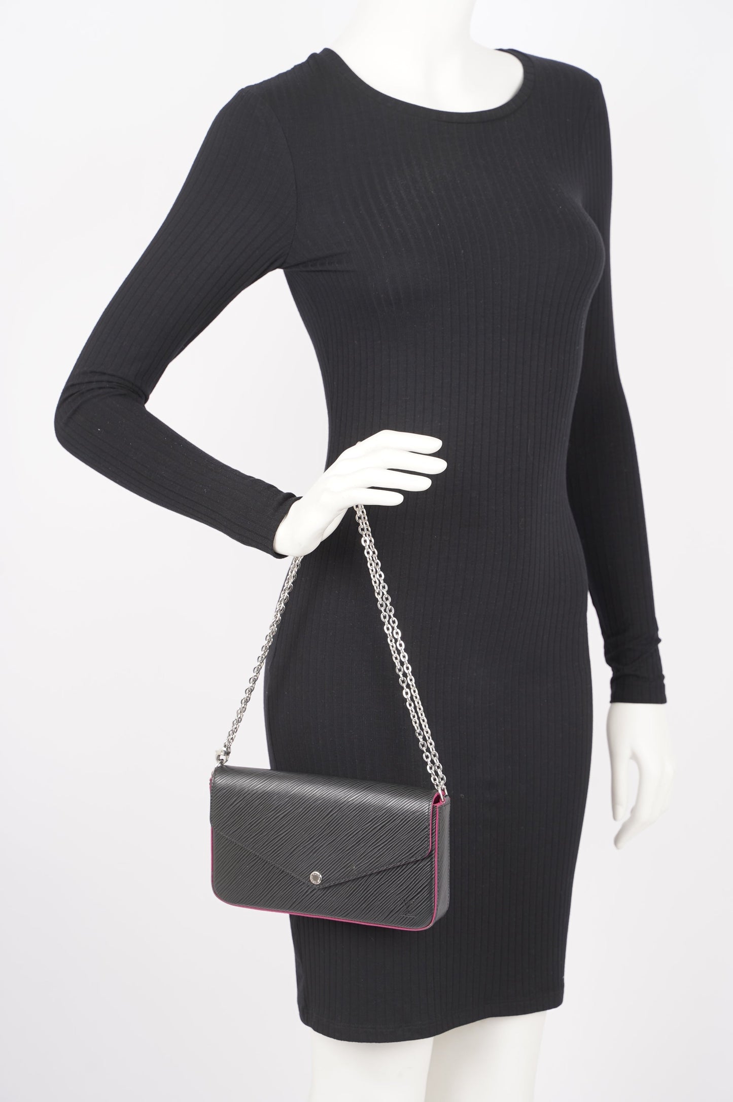 Louis Vuitton Womens Felicie Pochette Black Epi Leather Clutch