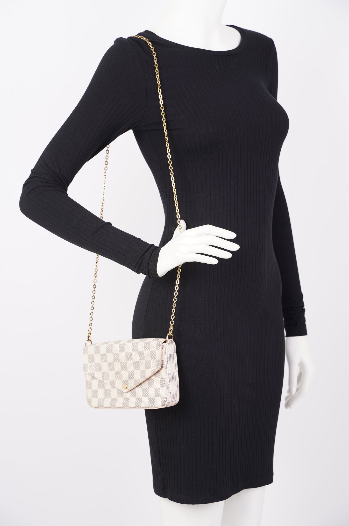 Louis Vuitton Felicie Pochette Damier Azur Canvas Clutch