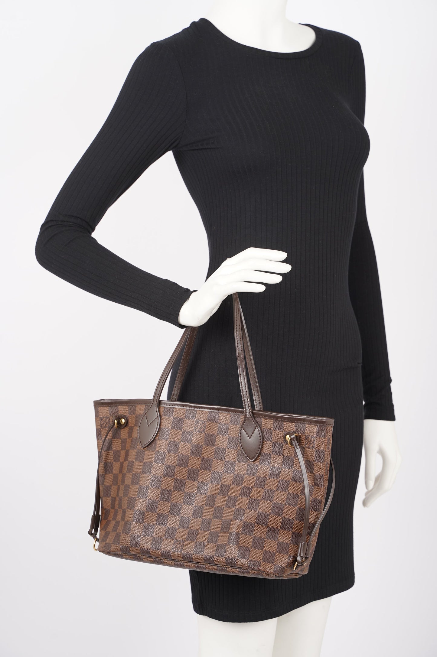 Louis Vuitton Womens Neverfull Damier Ebene Canvas PM Tote