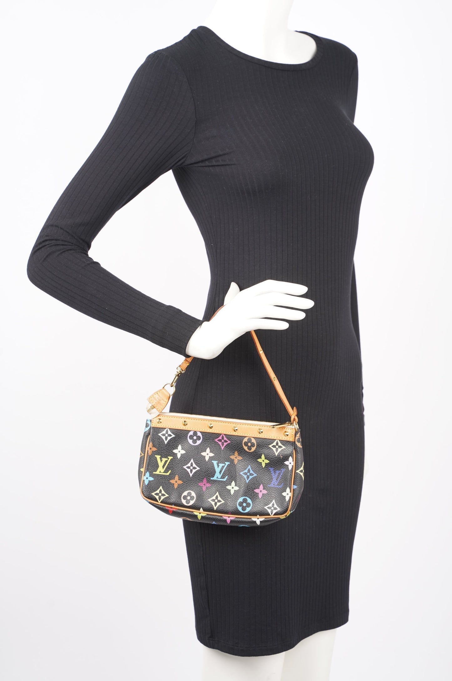 Louis Vuitton Womens Pochette Accessoire Black / Multicolour Clutch