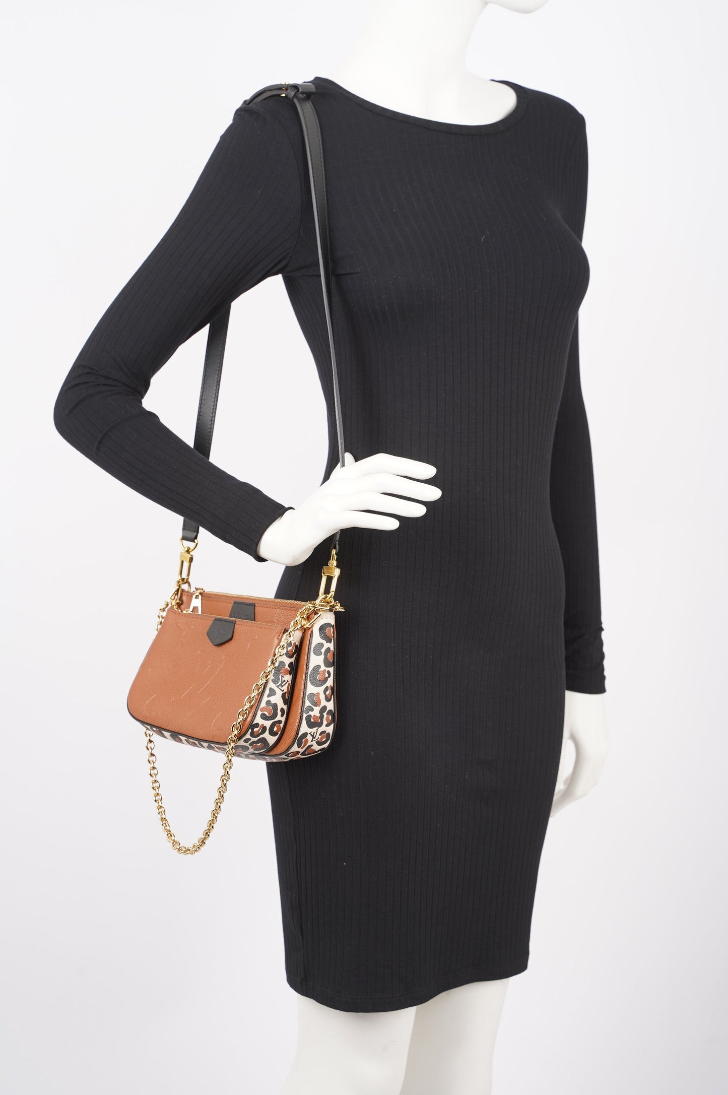 Louis Vuitton Womens Multi Pochette Accessoires Tan / Leopard Clutch