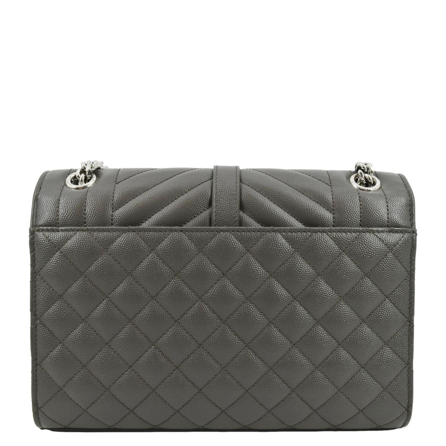 YVES SAINT LAURENT Envelope Chain Medium Mix Matelassé Leather Crossbody Bag Grey