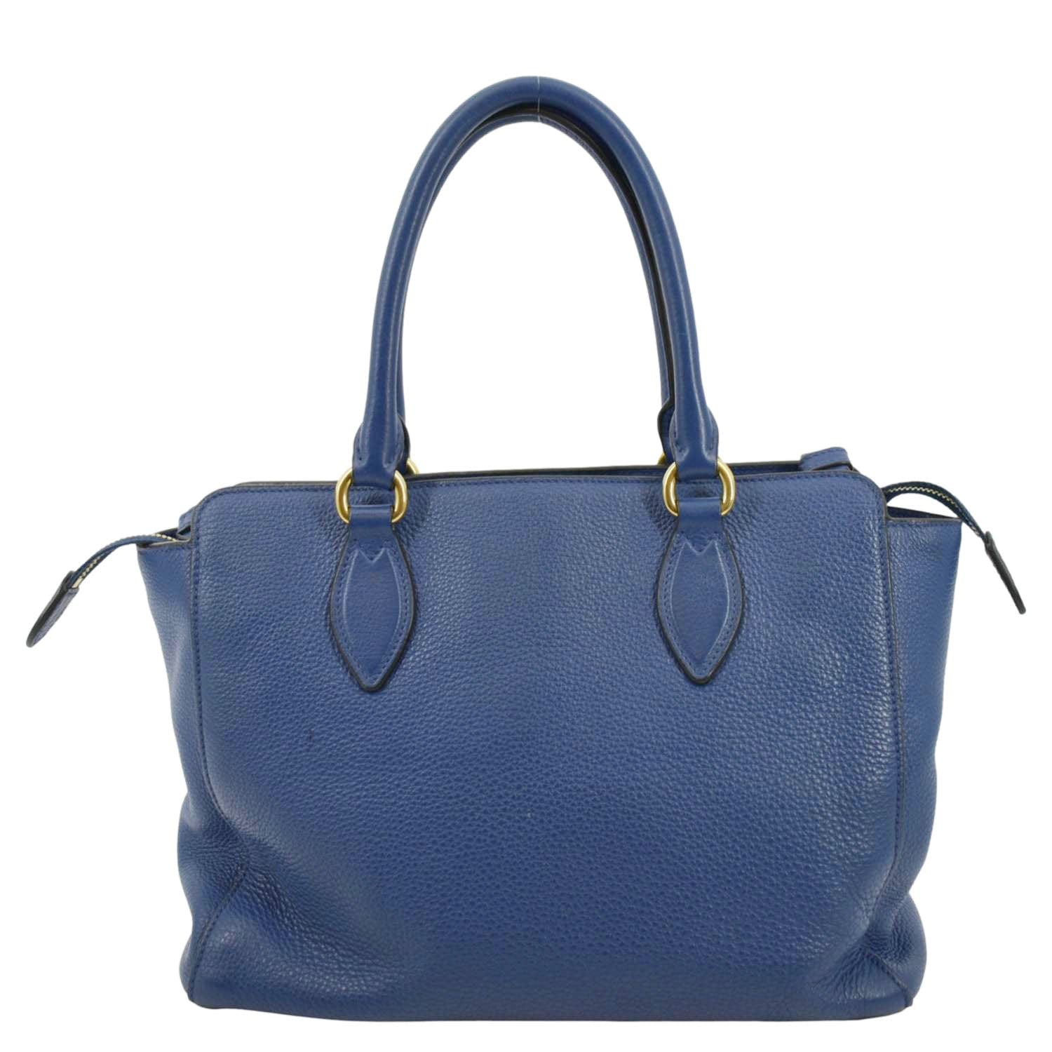 PRADA 2way Leather Tote Shoulder Bag Blue