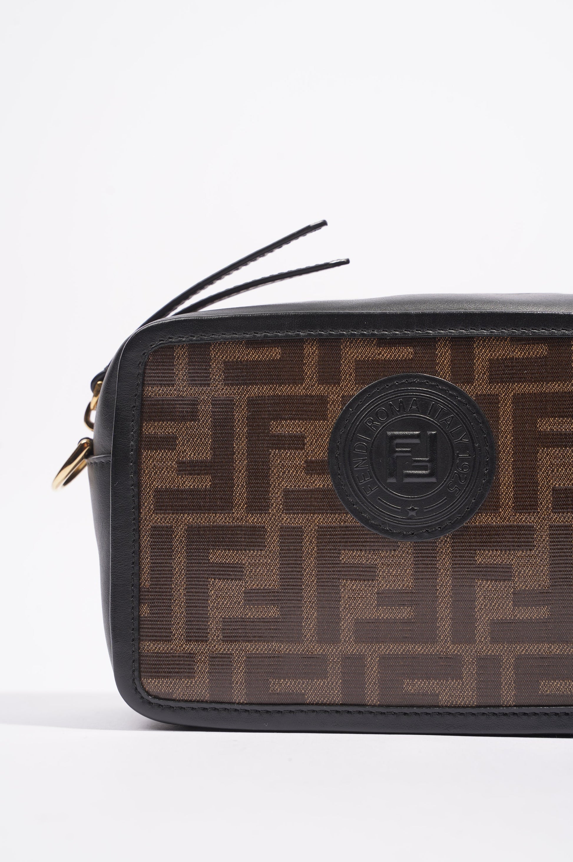 Fendi Womens Camera Bag Monogram / Black Canvas / Leather Mini