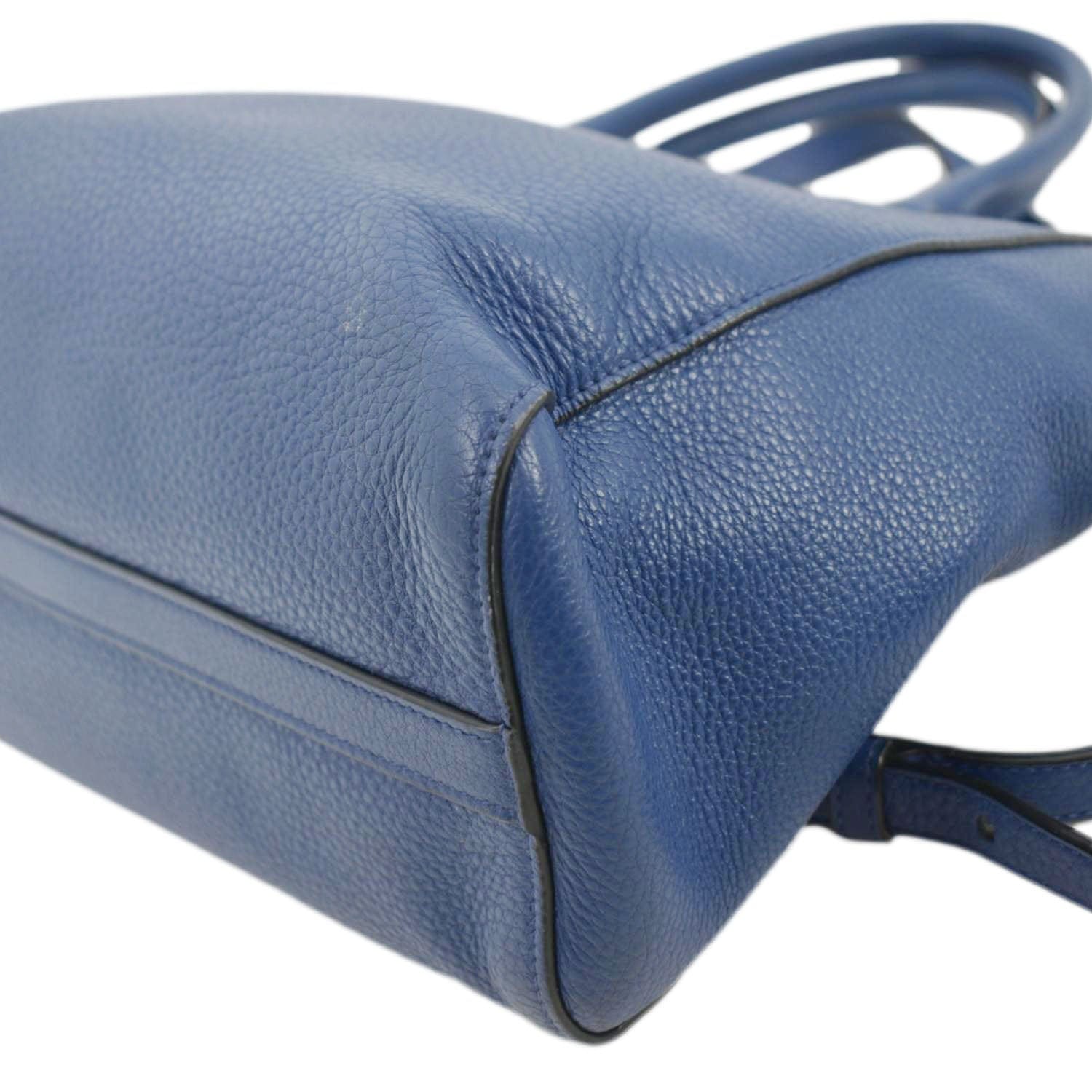 PRADA 2way Leather Tote Shoulder Bag Blue