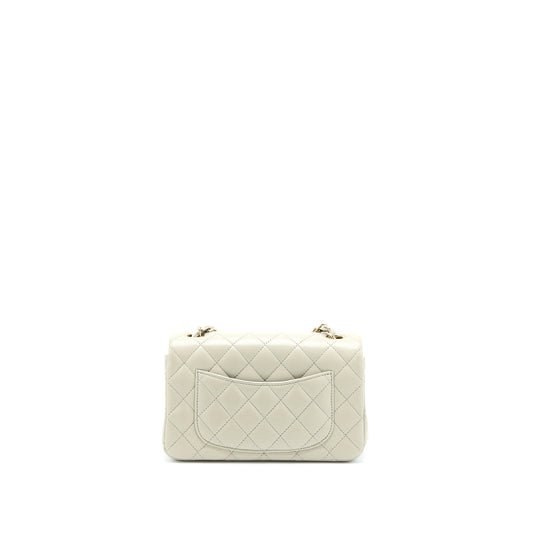 Chanel Mini Rectangular Flap Bag Lambskin Light Grey L (Microchip)