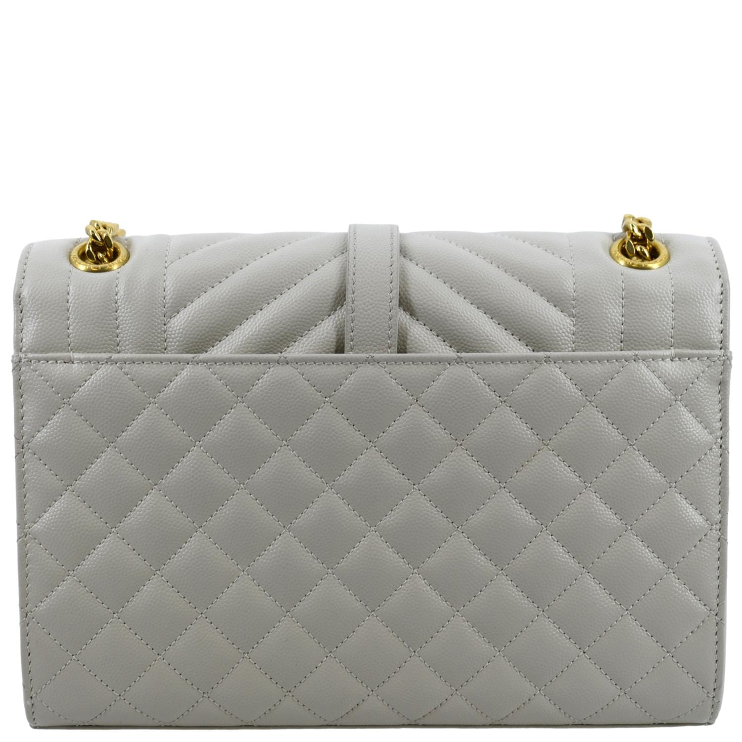 YVES SAINT LAURENT Envelope Medium Matelasse Leather Crossbody Bag White