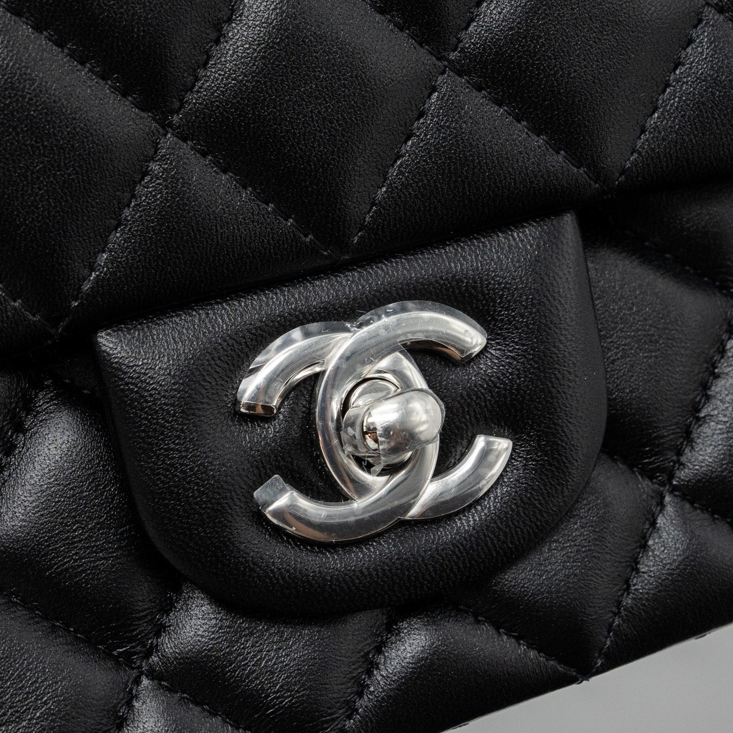 Chanel mini rectangular flap bag lambskin black with  (microchip)