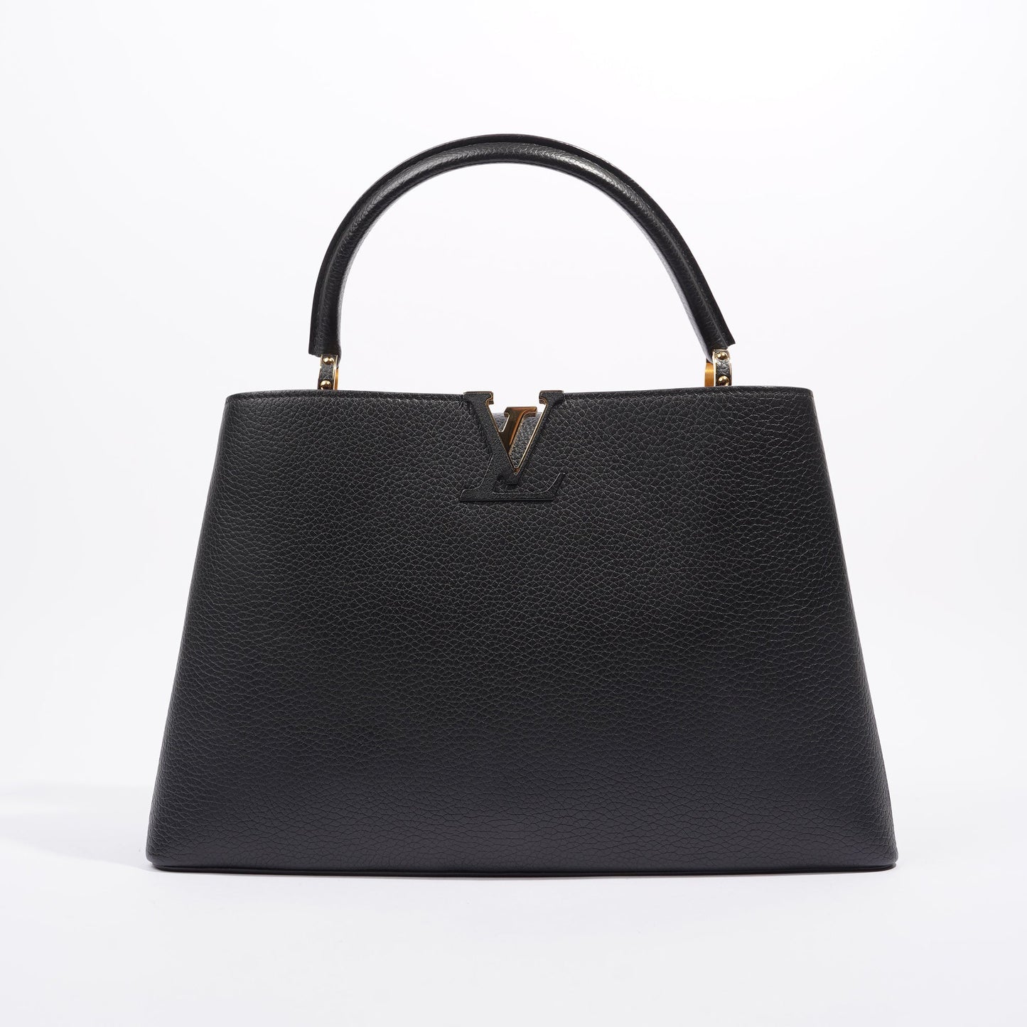 Louis Vuitton Womens Capucines Black Taurillon Leather MM Handbag
