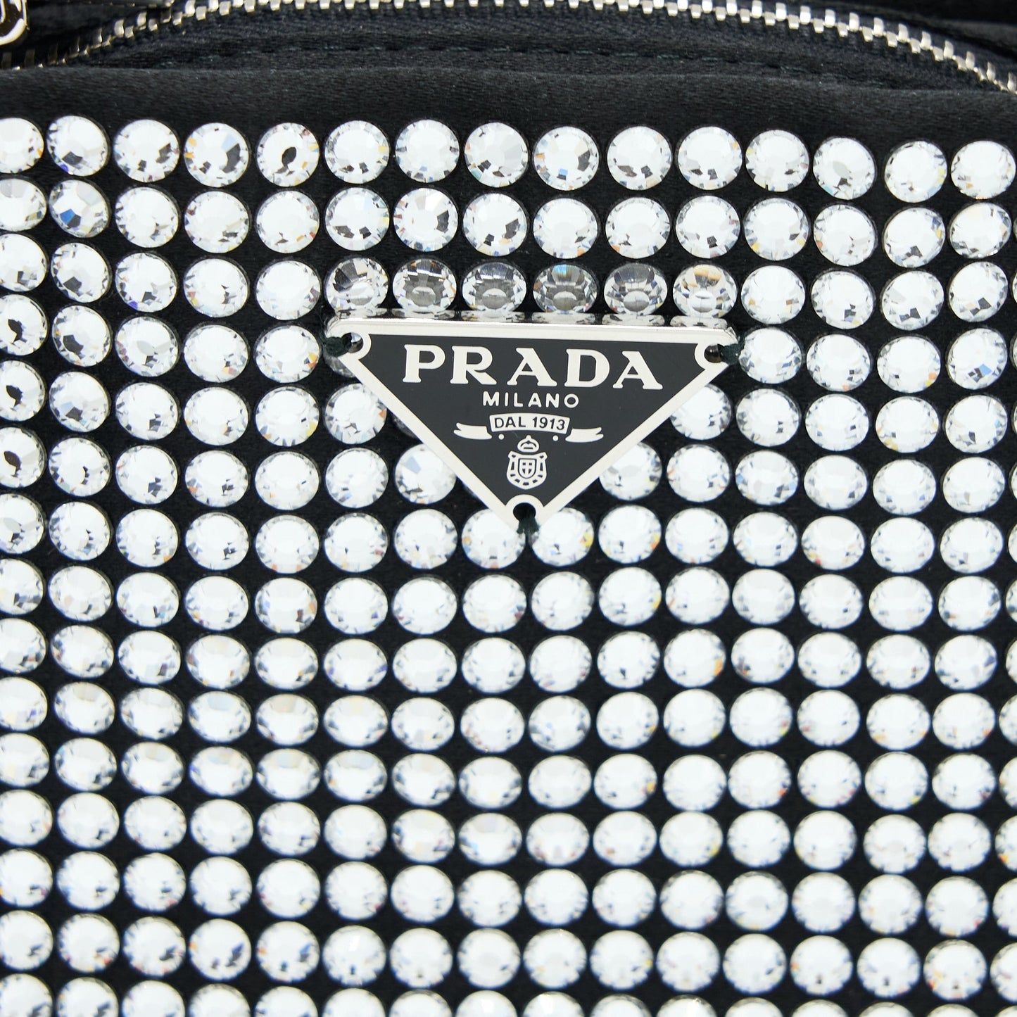 Prada Crystal Satin Handbag With Crystal Black