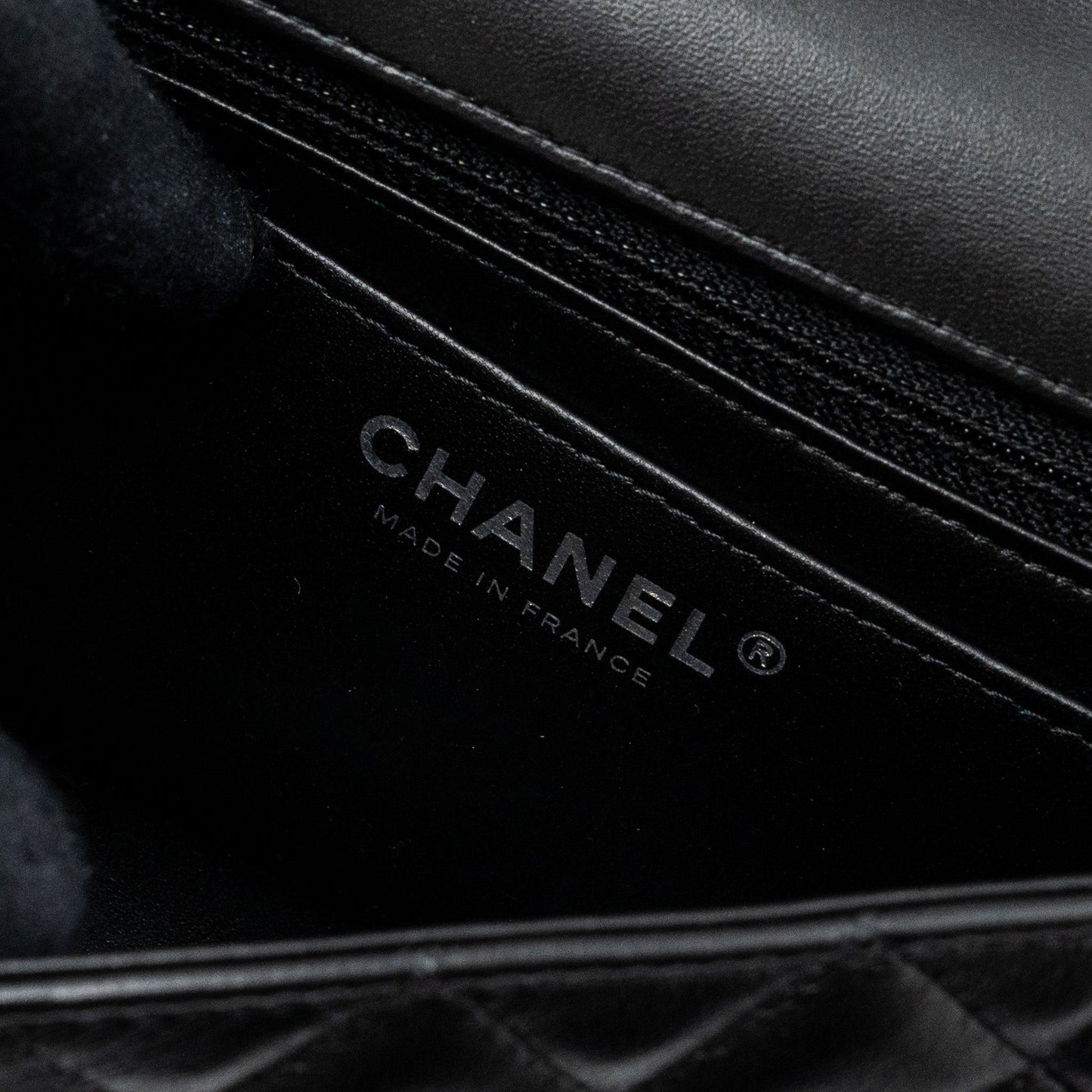 Chanel mini rectangular flap bag lambskin black with  (microchip)