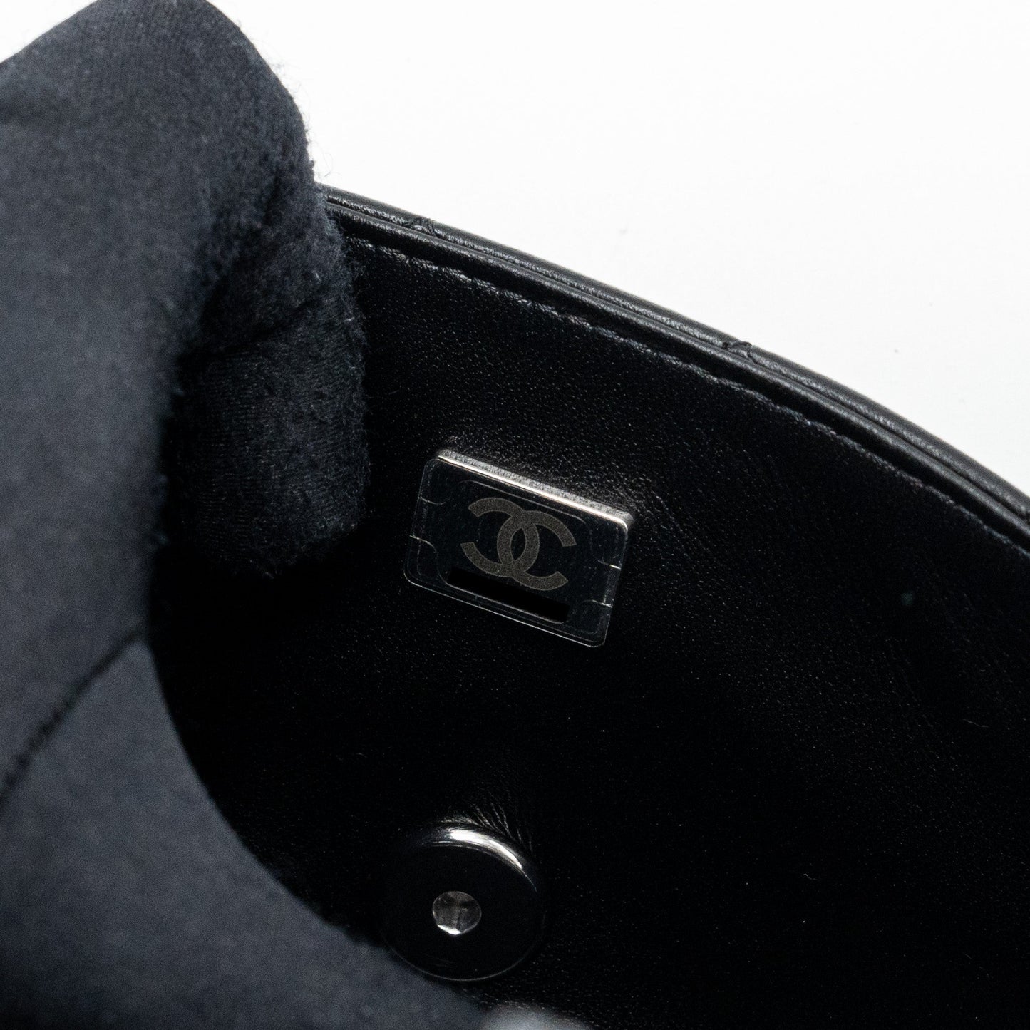 Chanel mini rectangular flap bag lambskin black with  (microchip)
