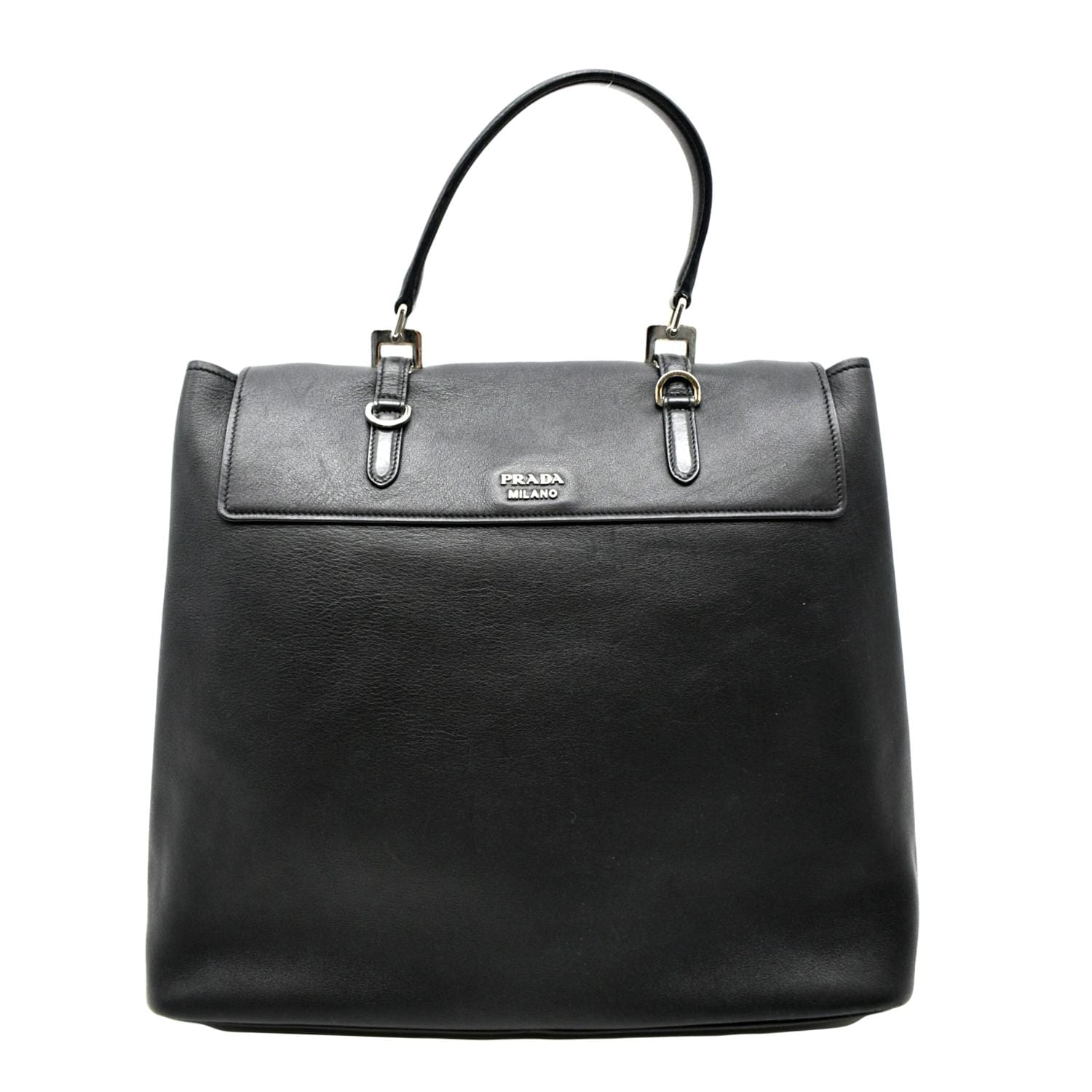 PRADA 2way Leather Tote Shoulder Bag Black