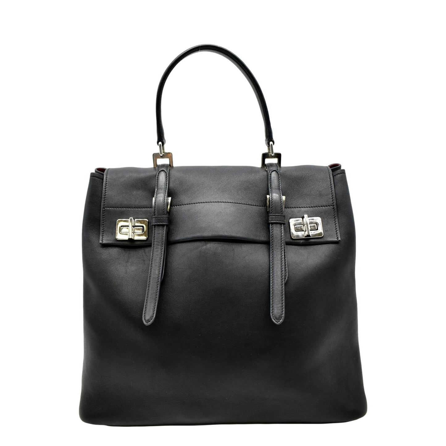PRADA 2way Leather Tote Shoulder Bag Black