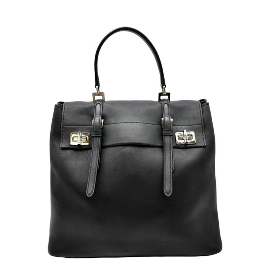PRADA 2way Leather Tote Shoulder Bag Black
