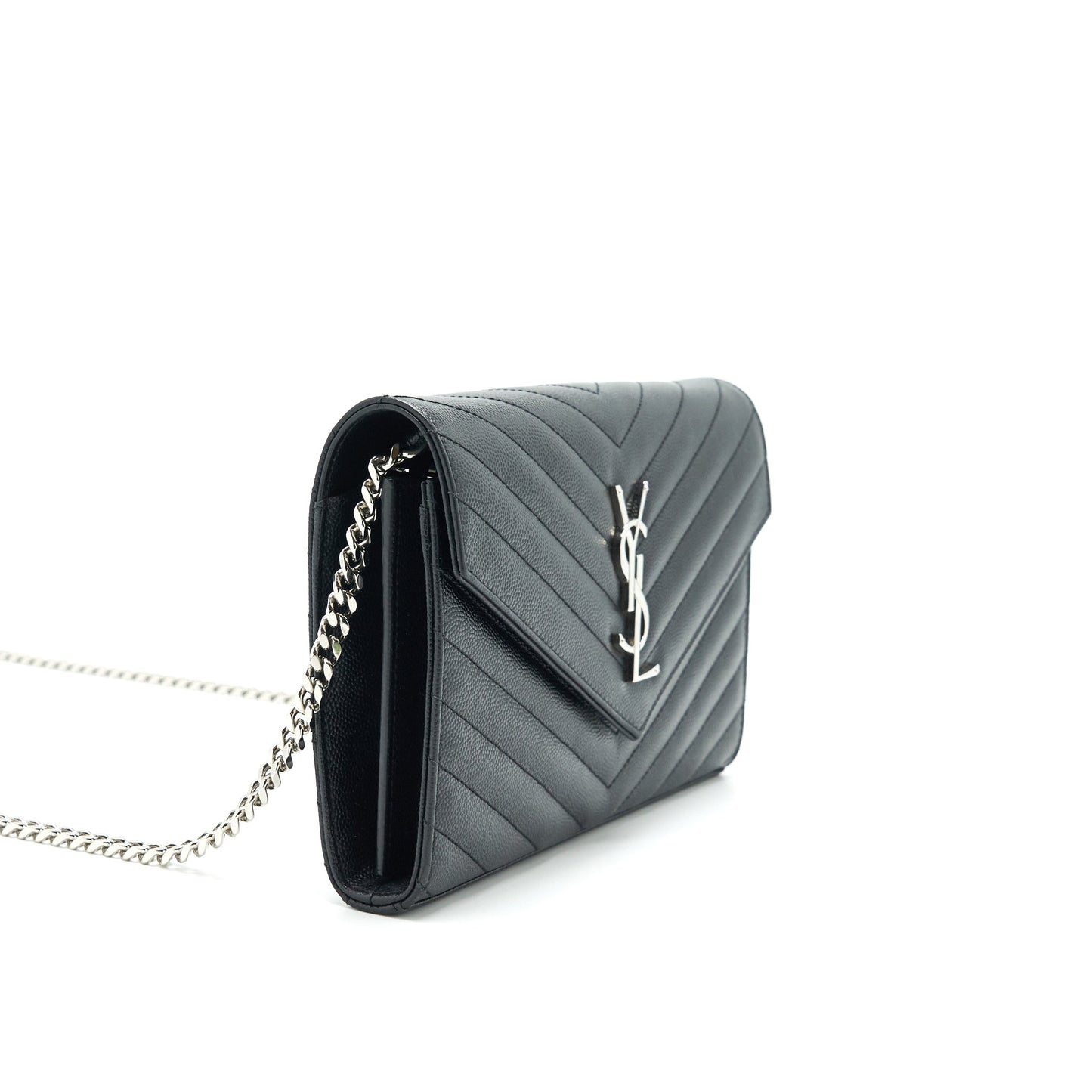 Saint Laurent Envelope Chain Wallet Black with