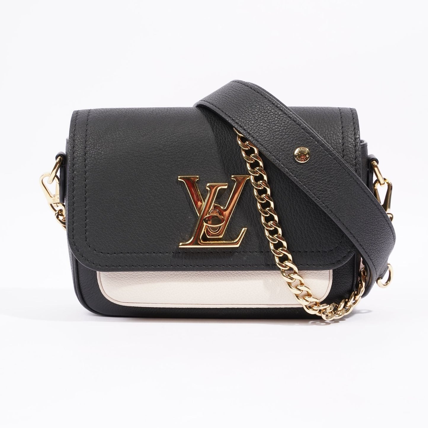 Louis Vuitton Womens Lockme Tender Black / White Leather Handbag