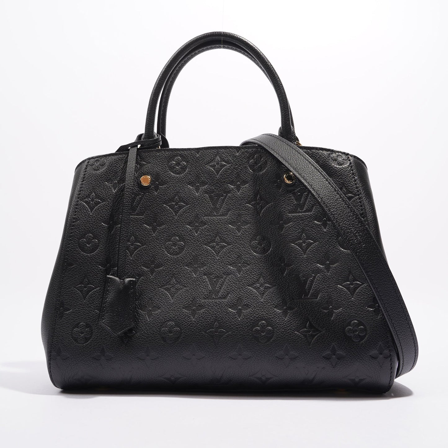 Louis Vuitton Womens Montaigne Bag Black Leather MM