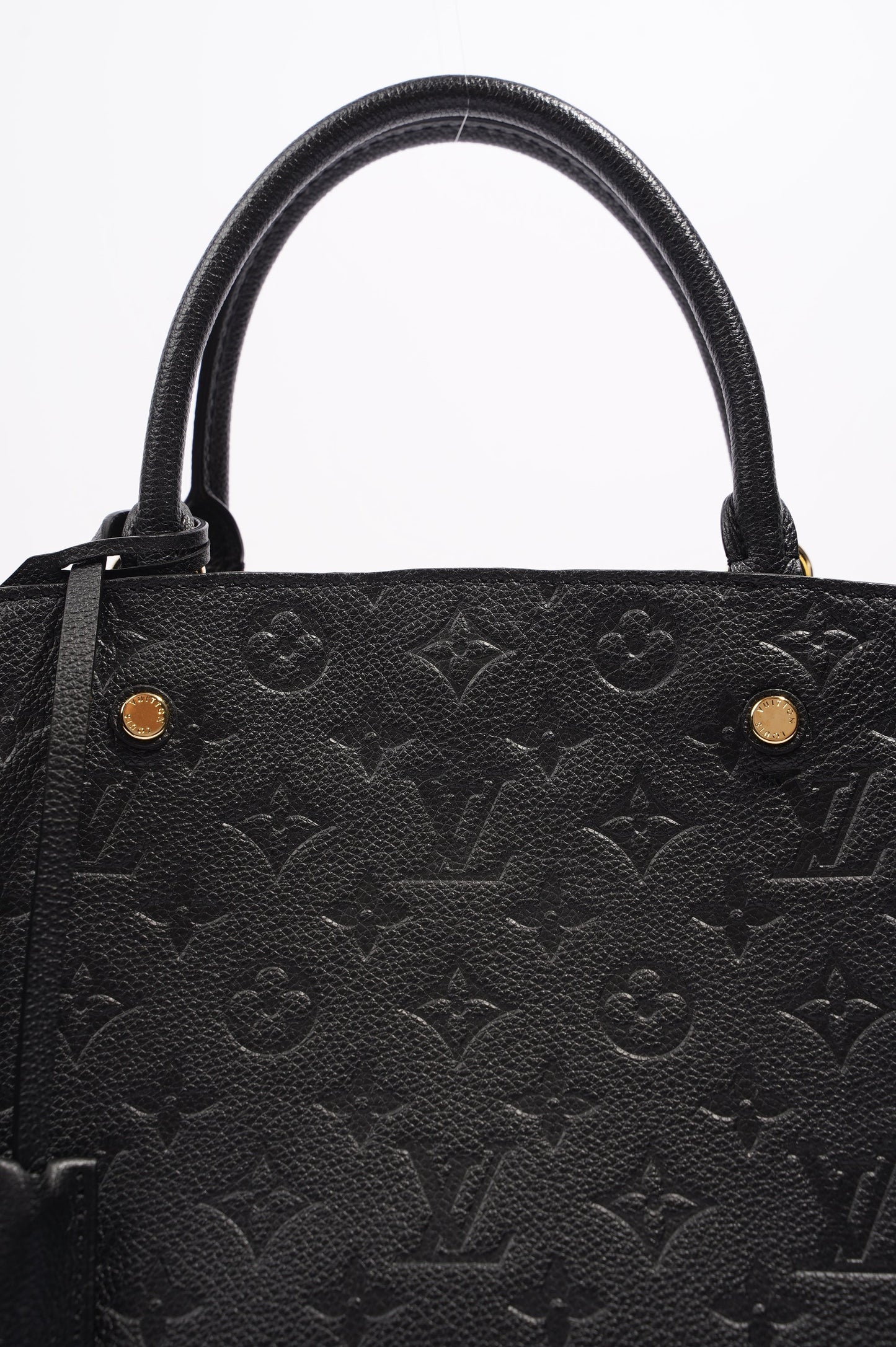 Louis Vuitton Womens Montaigne Bag Black Leather MM