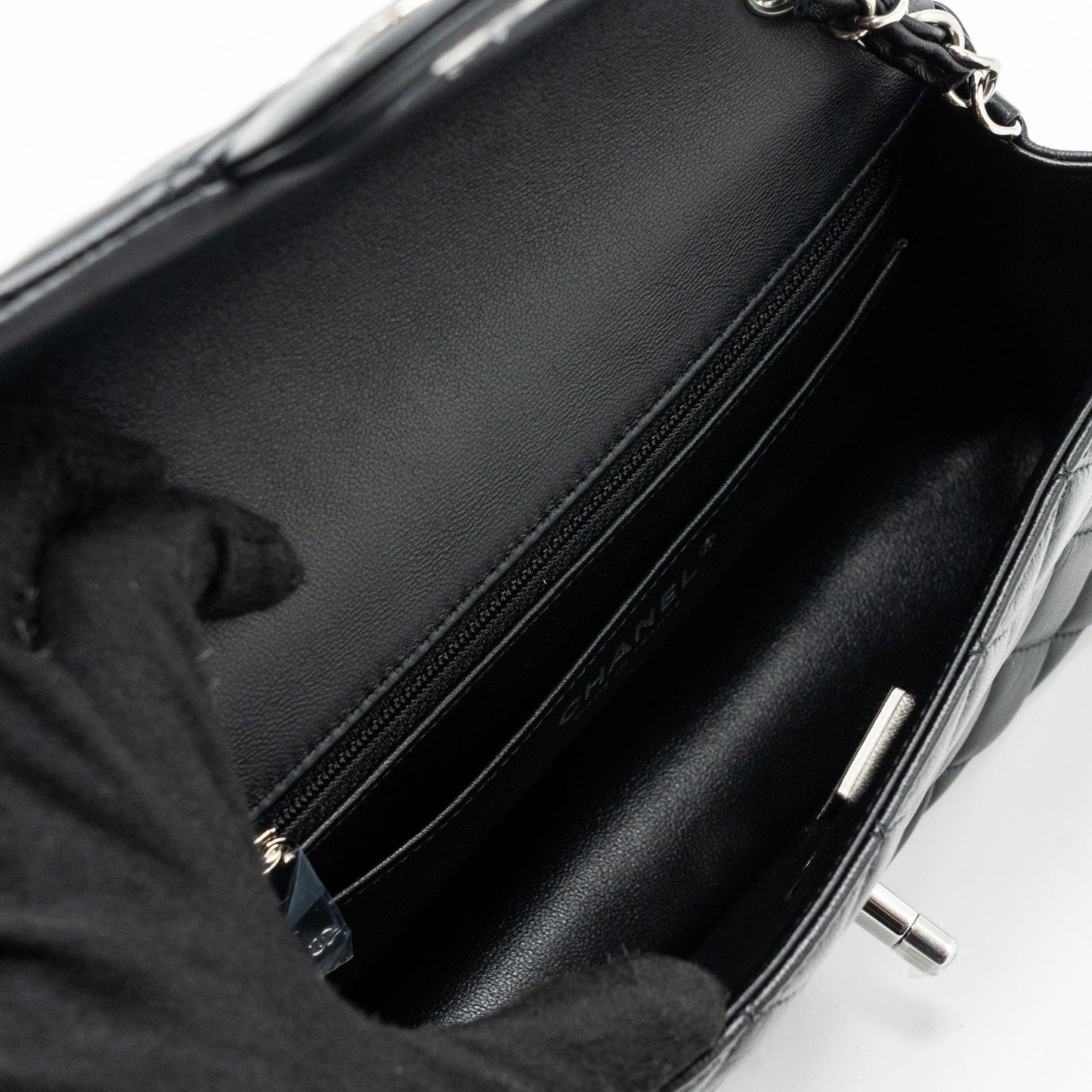 Chanel classic mini rectangular flap bag lambskin black  (microchip)