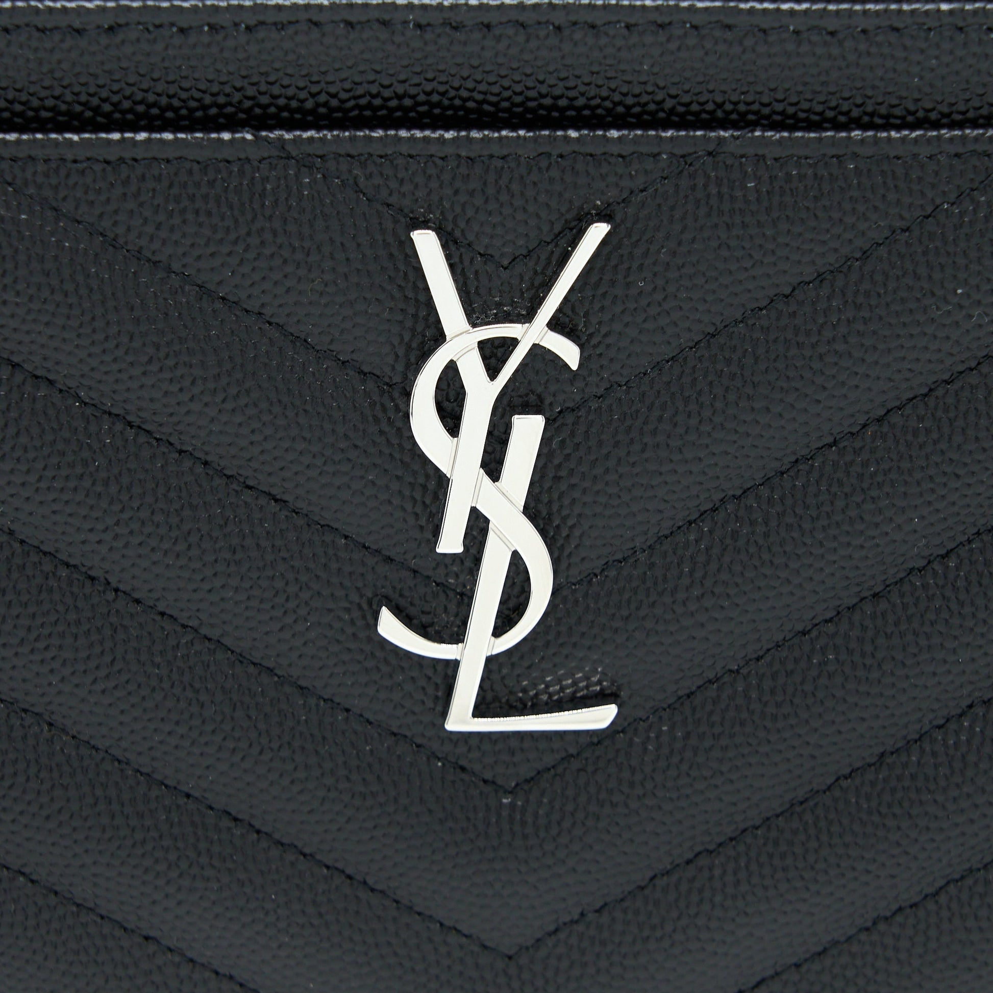 Saint Laurent Cassandra Matelasse Zipped Pouch Grained Calfskin Black