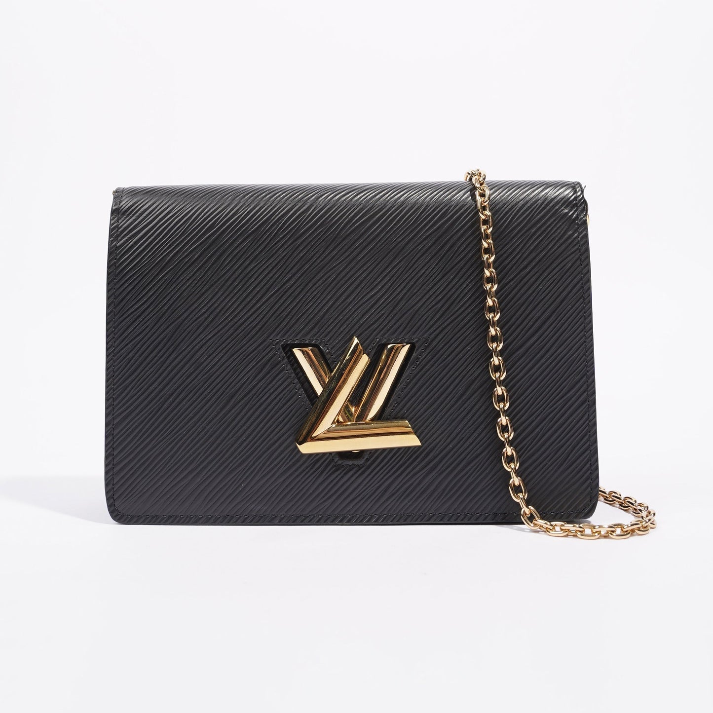 Louis Vuitton Womens Twist Chain Pouch Black Epi Leather Clutch