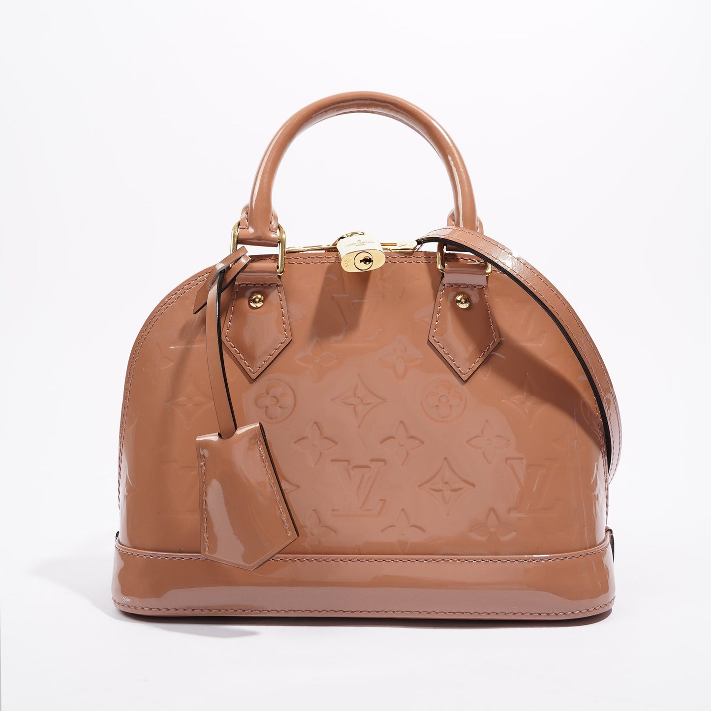 Louis Vuitton Womens Alma Rose Vernis BB Handbag