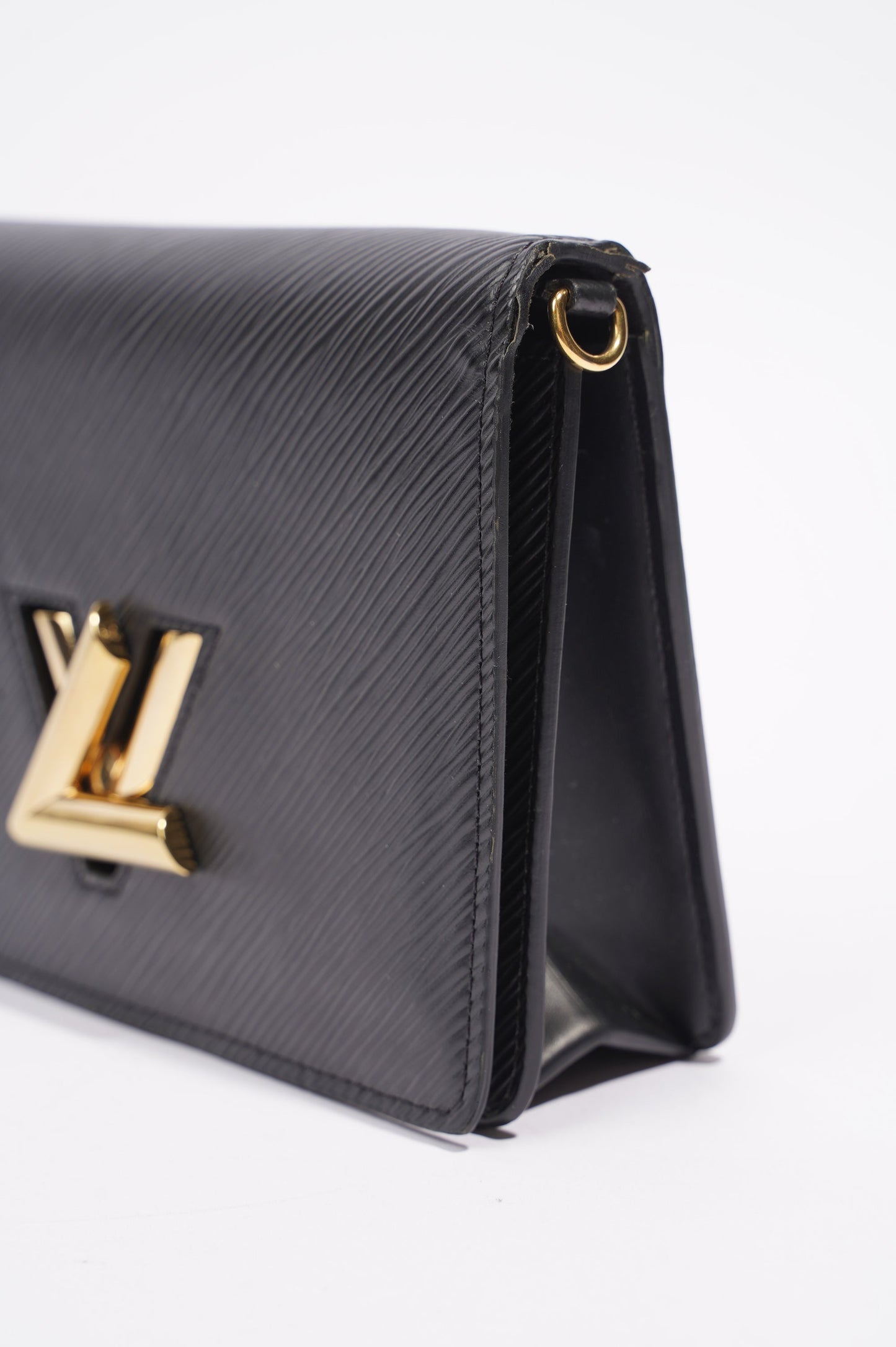 Louis Vuitton Womens Twist Chain Pouch Black Epi Leather Clutch