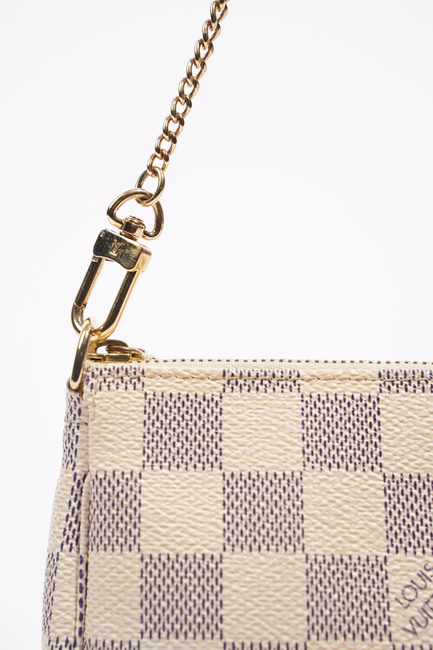 Louis Vuitton Womens Mini Pochette Damier Azur Clutch