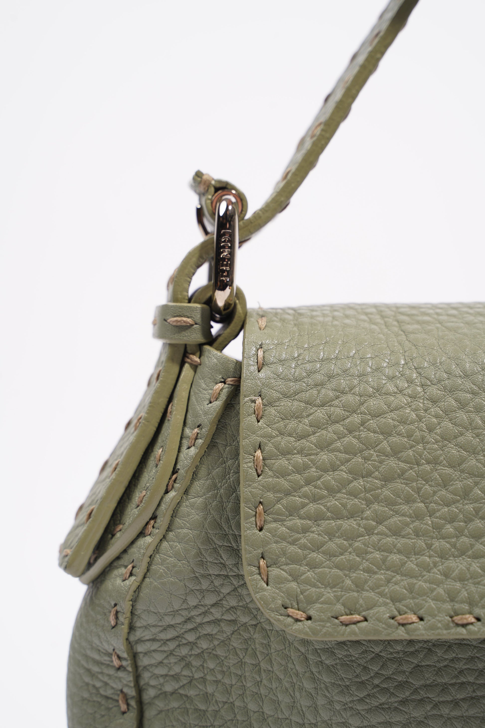 Fendi Womens Selleria Baguette Bag Green