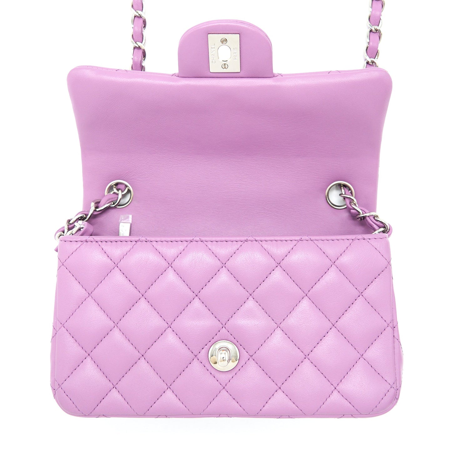 Chanel Mini Rectangular Flap Bag Lambskin Purple