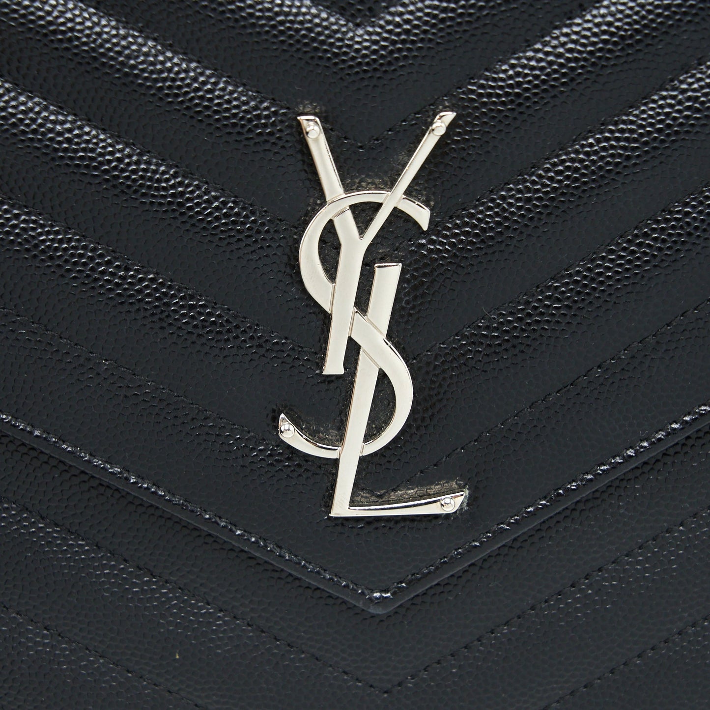 Saint Laurent Envelop Chain Wallet Grained Calfskin Black