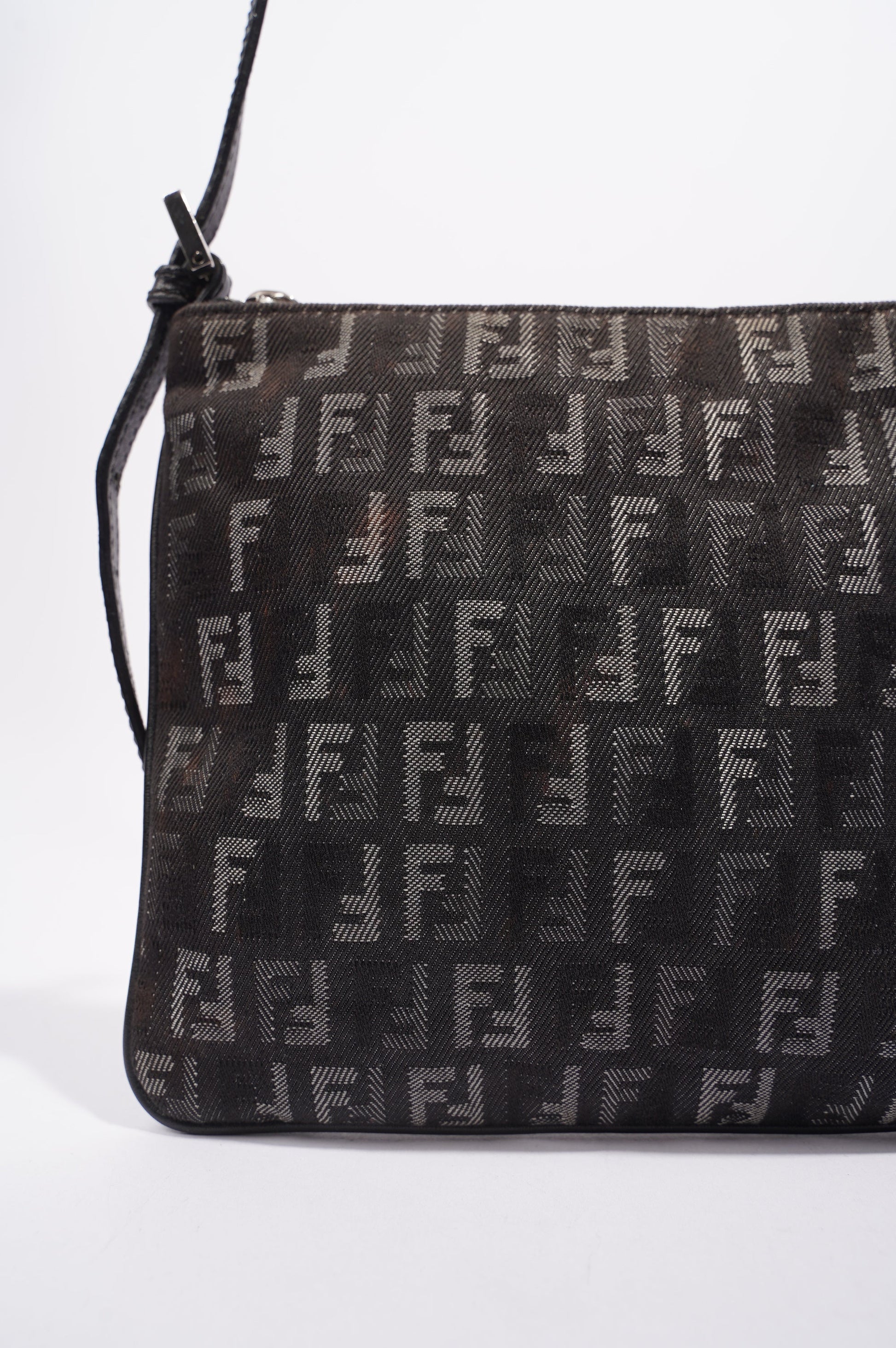 Fendi Womens Zucchino Bag Black Canvas